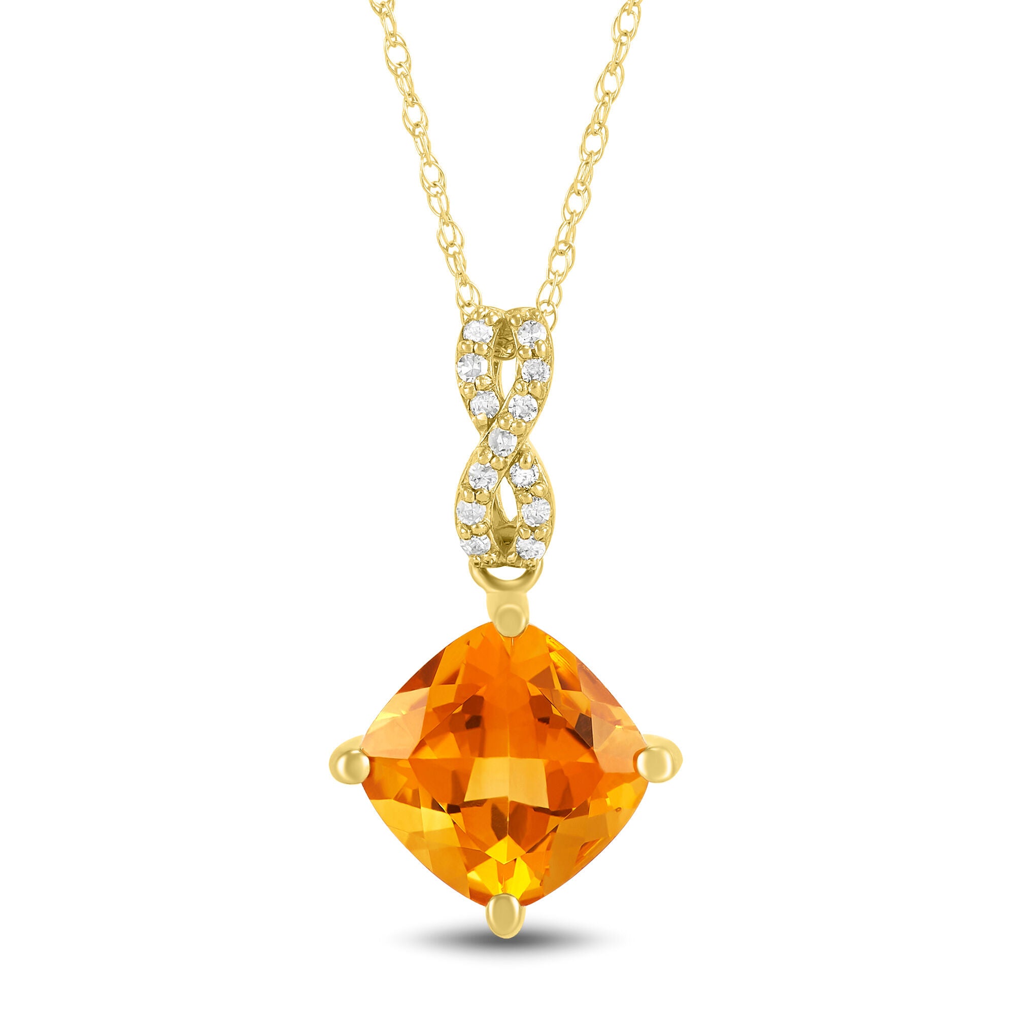 Citrine and Diamond Accent Pendant in 10K Yellow Gold