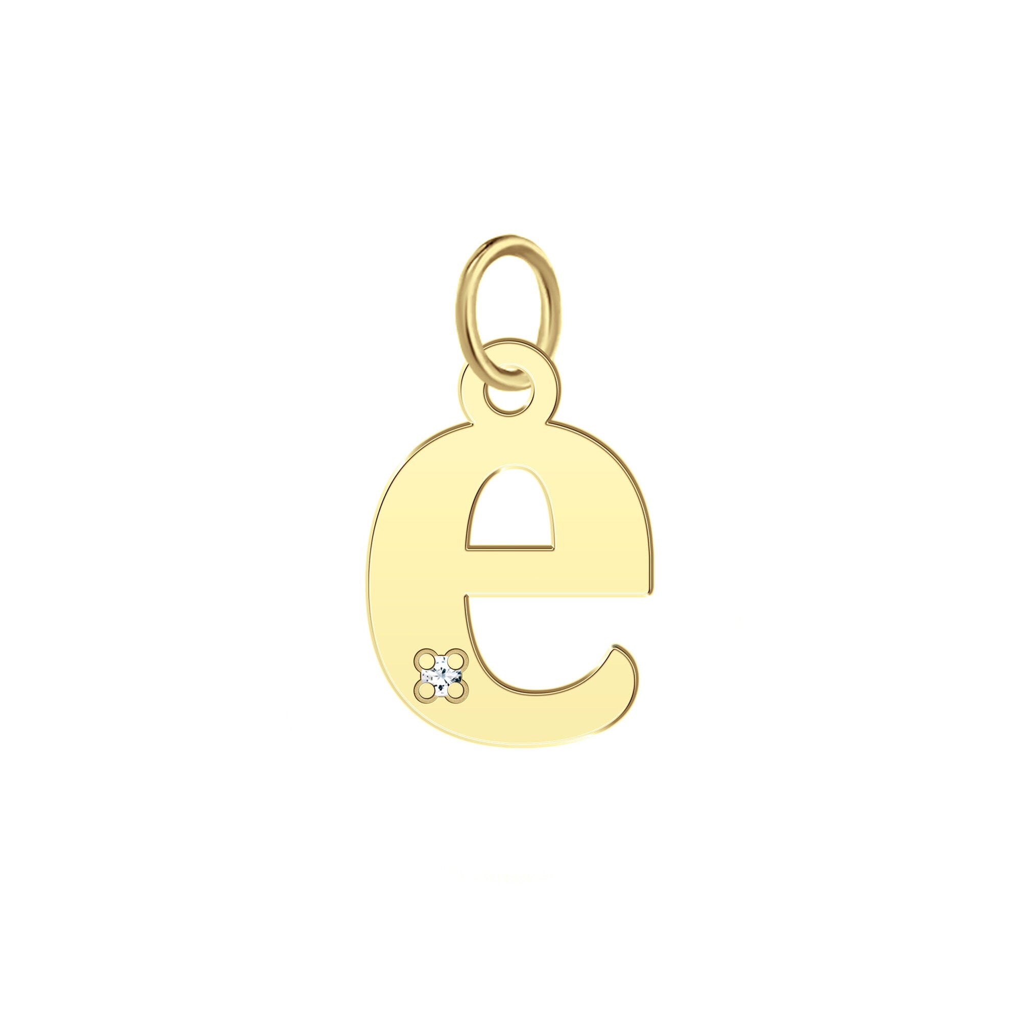 “E” Initial Charm with Diamond Accent in 10K Yellow Gold