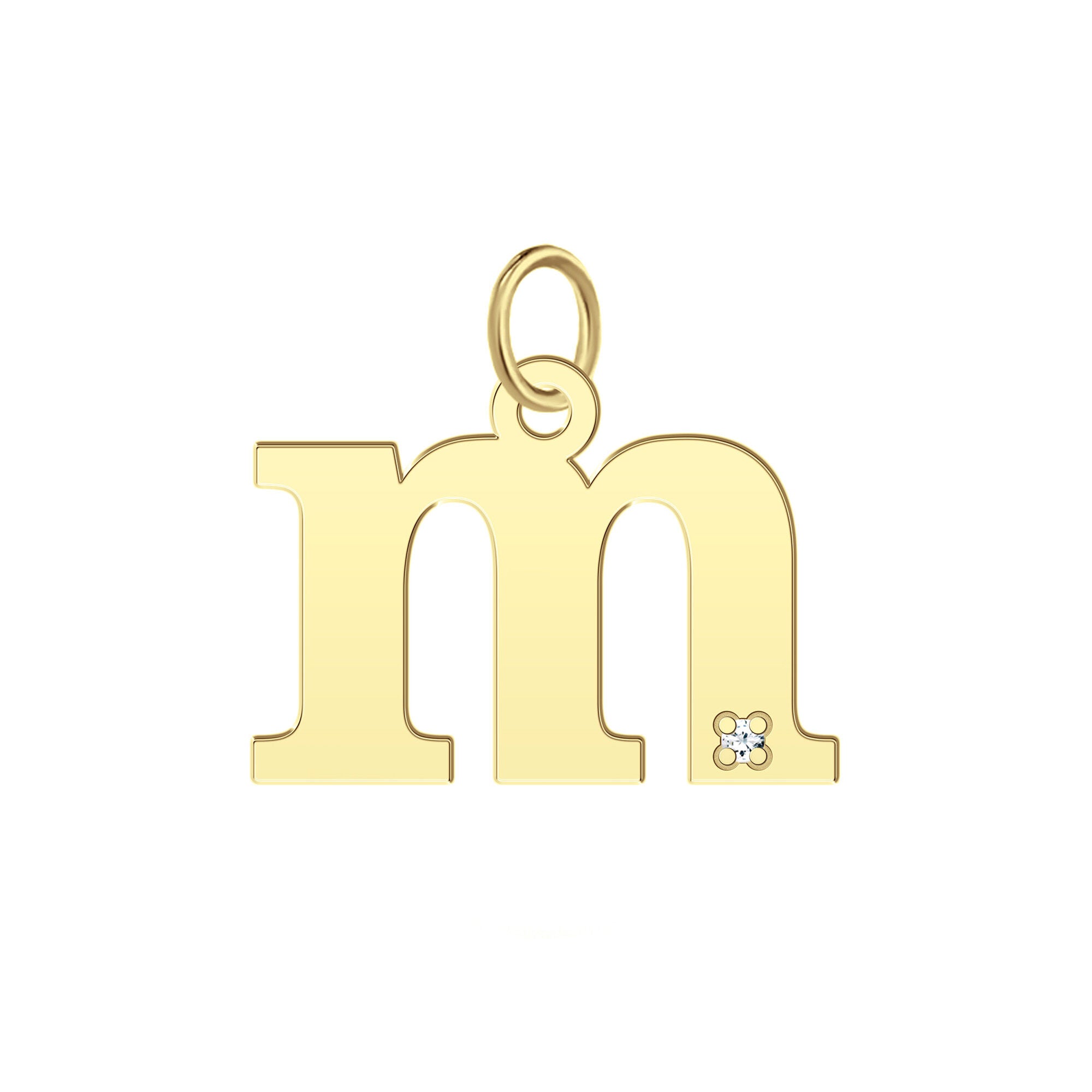 “M” Initial Charm with Diamond Accent in 10K Yellow Gold