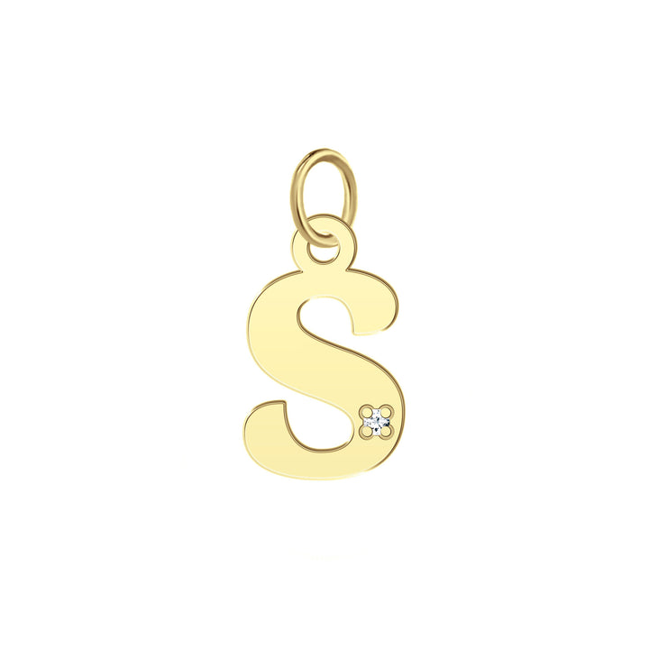 “S” Initial Charm with Diamond Accent in 10K Yellow Gold