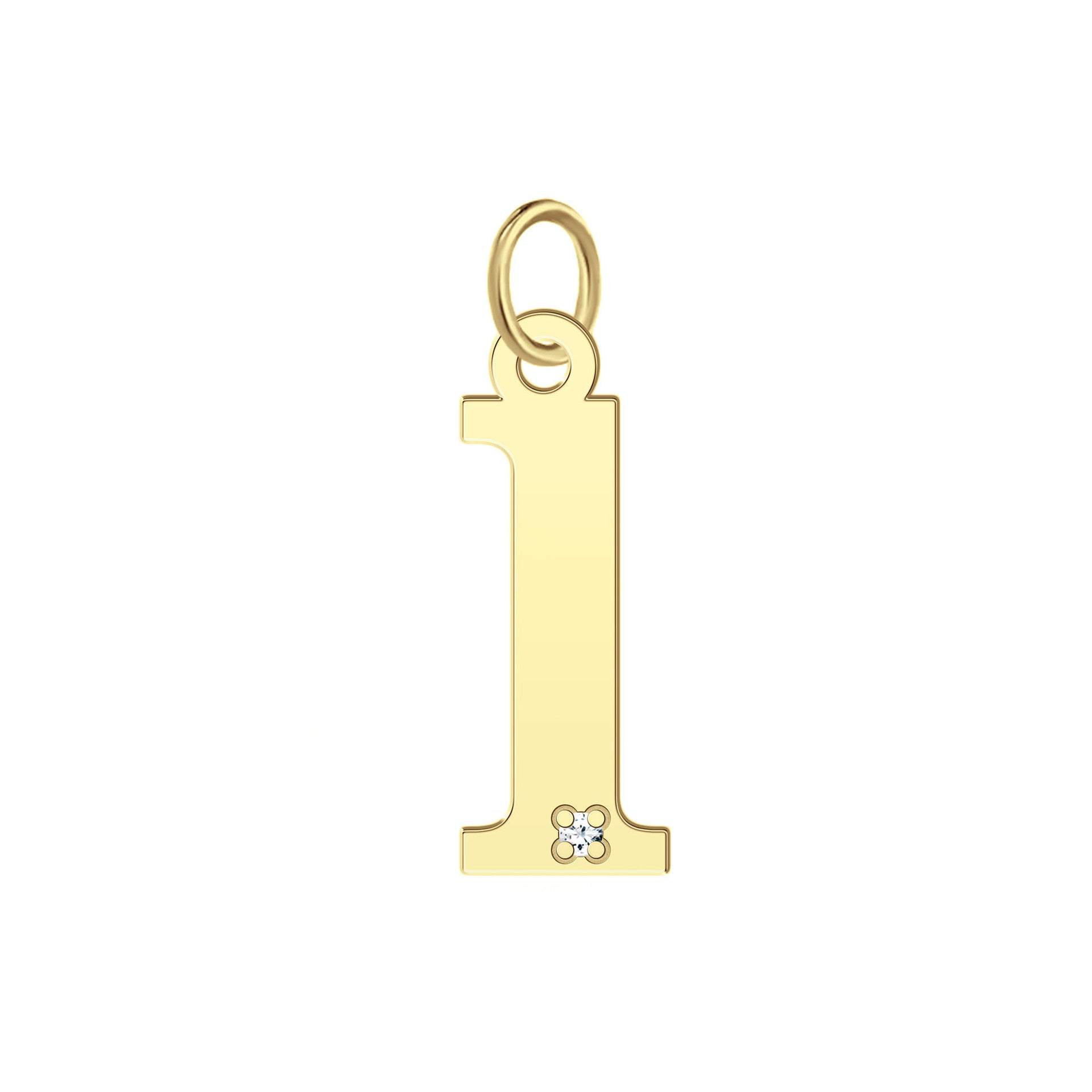 “L” Initial Charm with Diamond Accent in 10K Yellow Gold