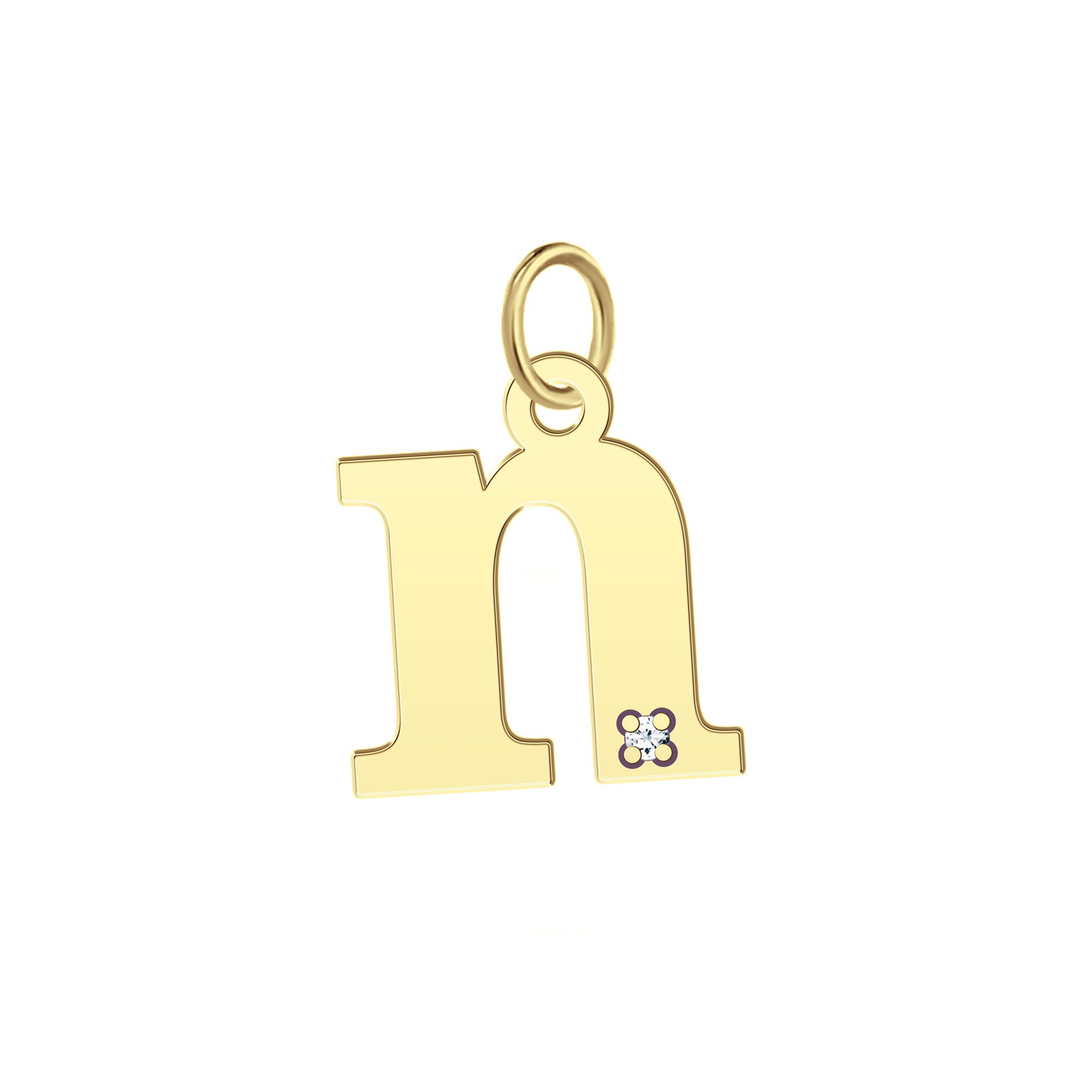 “N” Initial Charm with Diamond Accent in 10K Yellow Gold