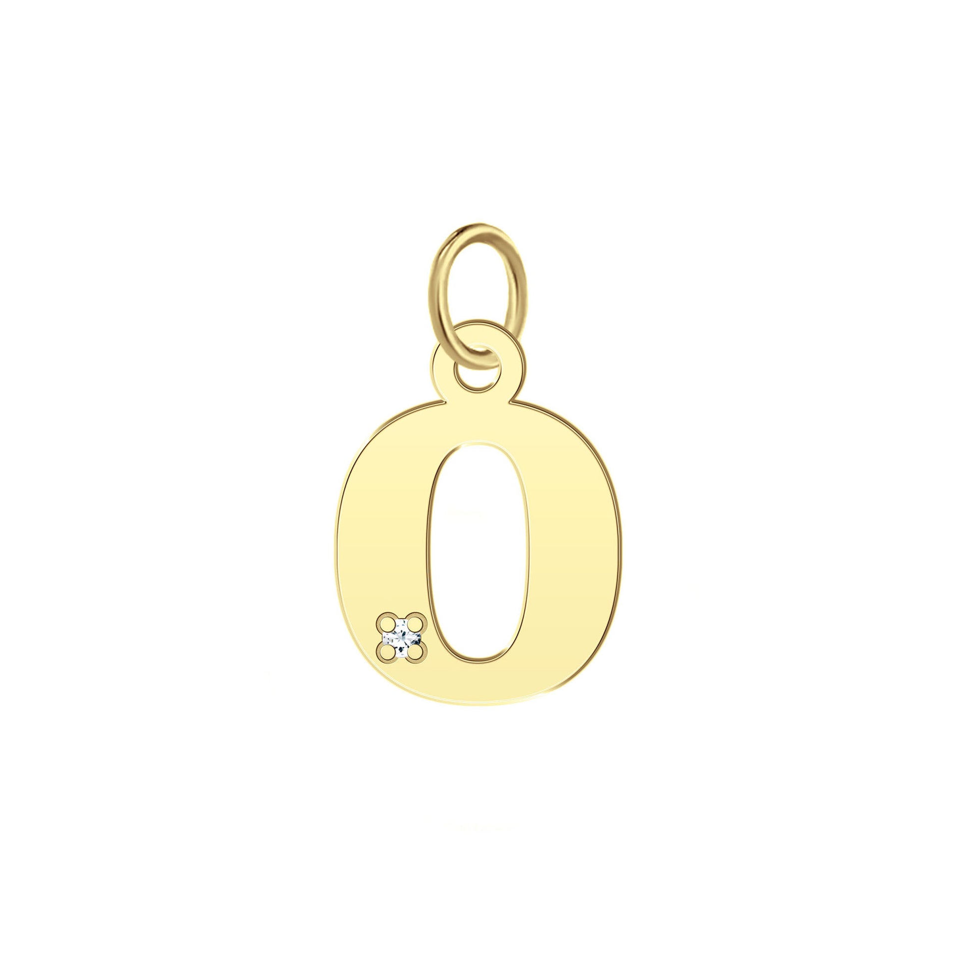 “O” Initial Charm with Diamond Accent in 10K Yellow Gold