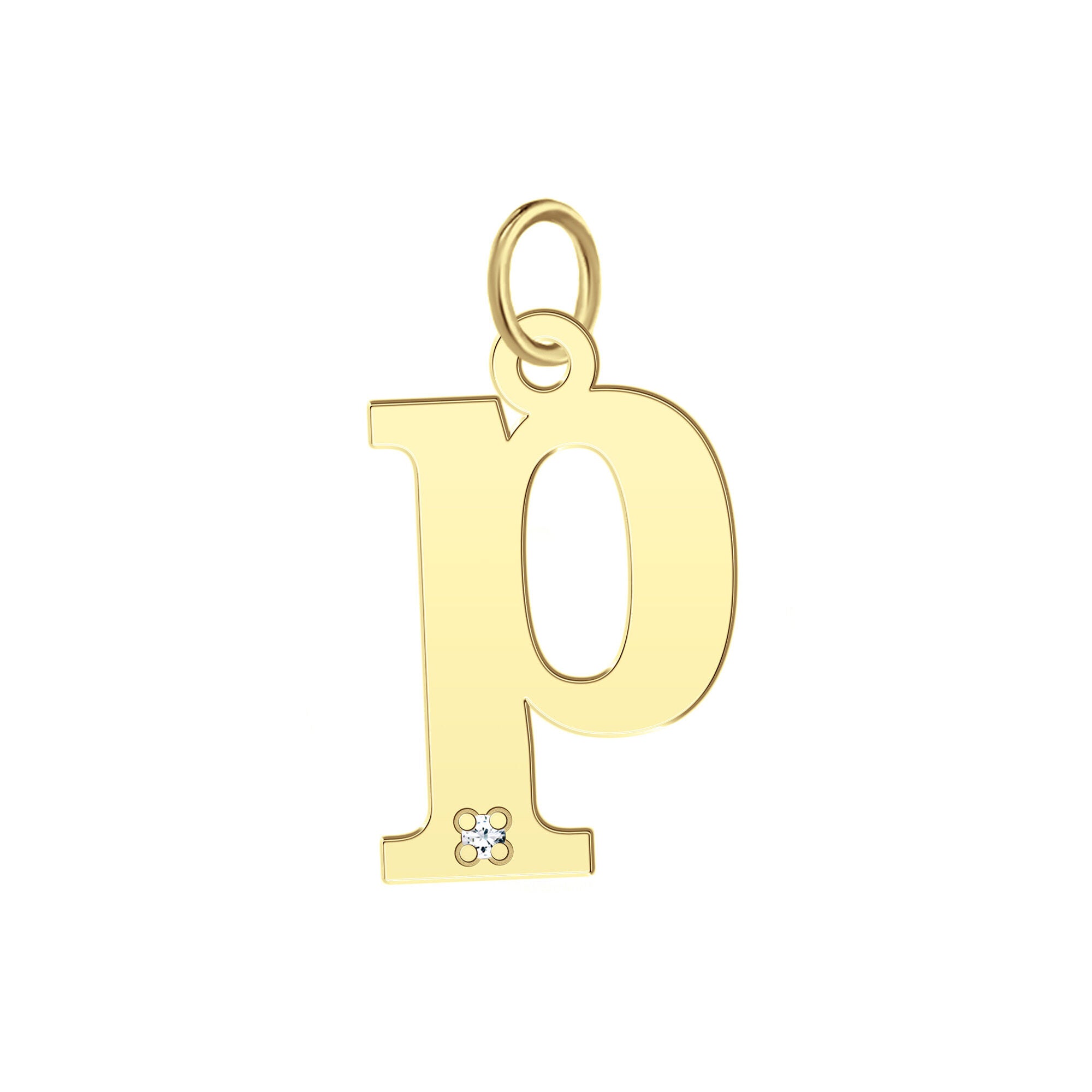 “P” Initial Charm with Diamond Accent in 10K Yellow Gold