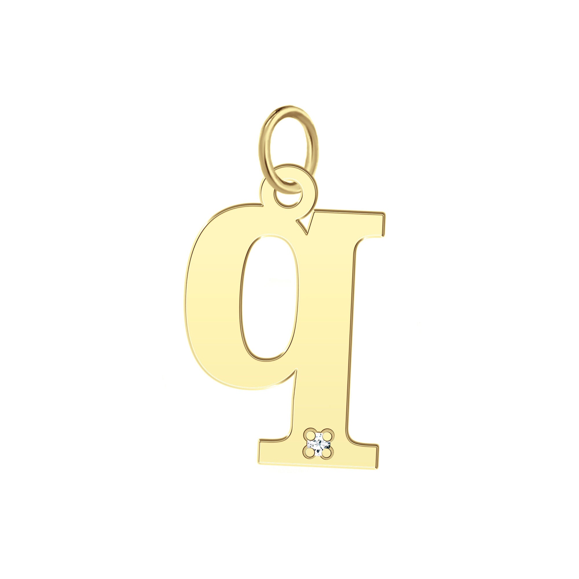 “Q” Initial Charm with Diamond Accent in 10K Yellow Gold