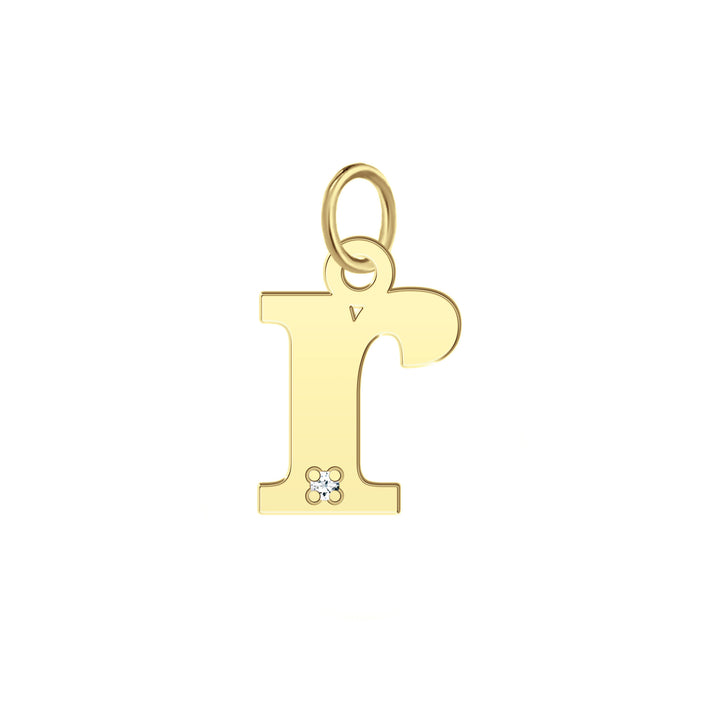 “R” Initial Charm with Diamond Accent in 10K Yellow Gold