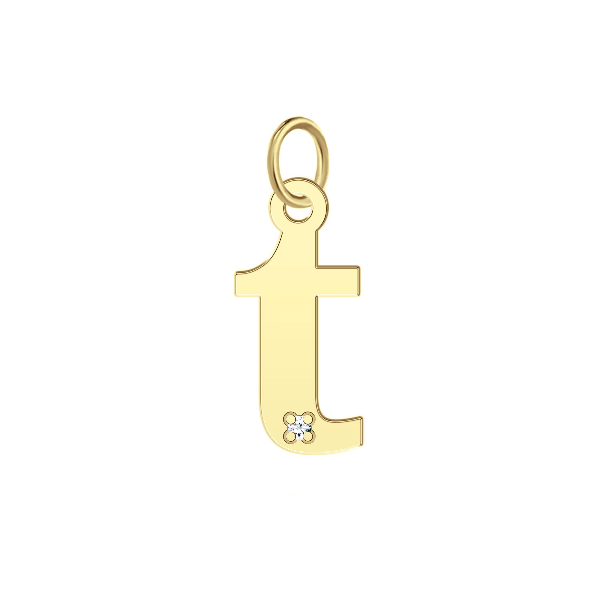 “T” Initial Charm with Diamond Accent in 10K Yellow Gold