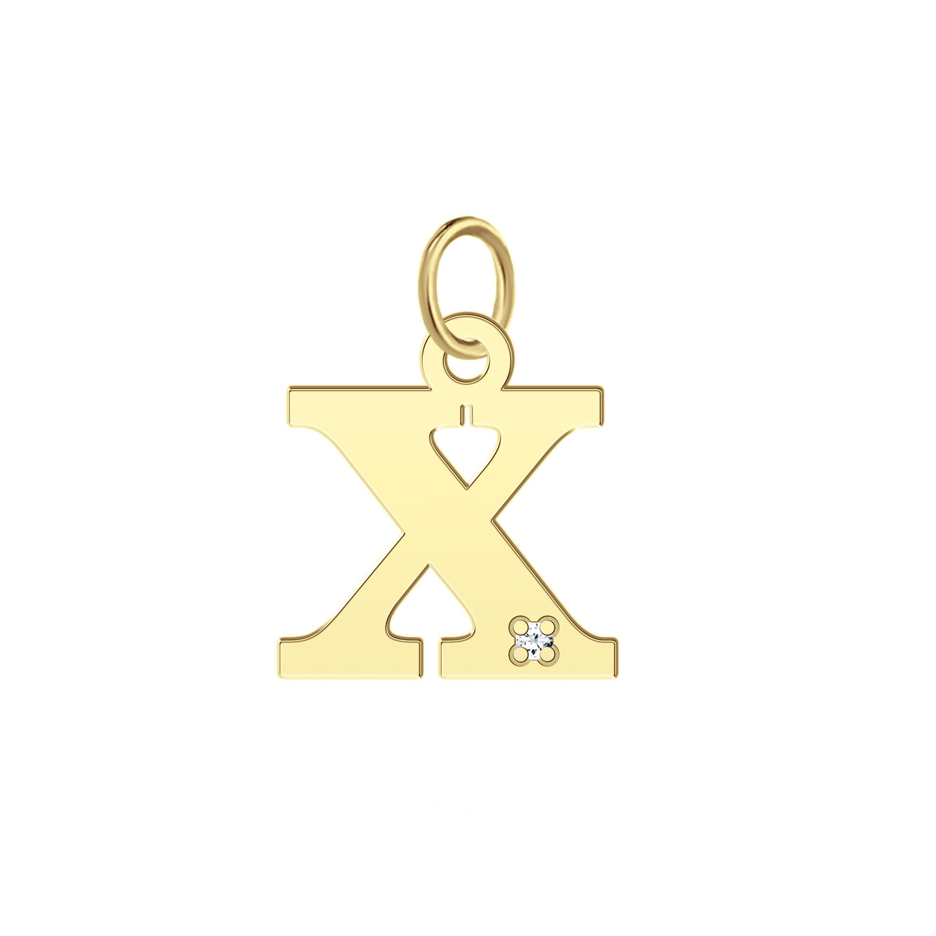 “X” Initial Charm with Diamond Accent in 10K Yellow Gold