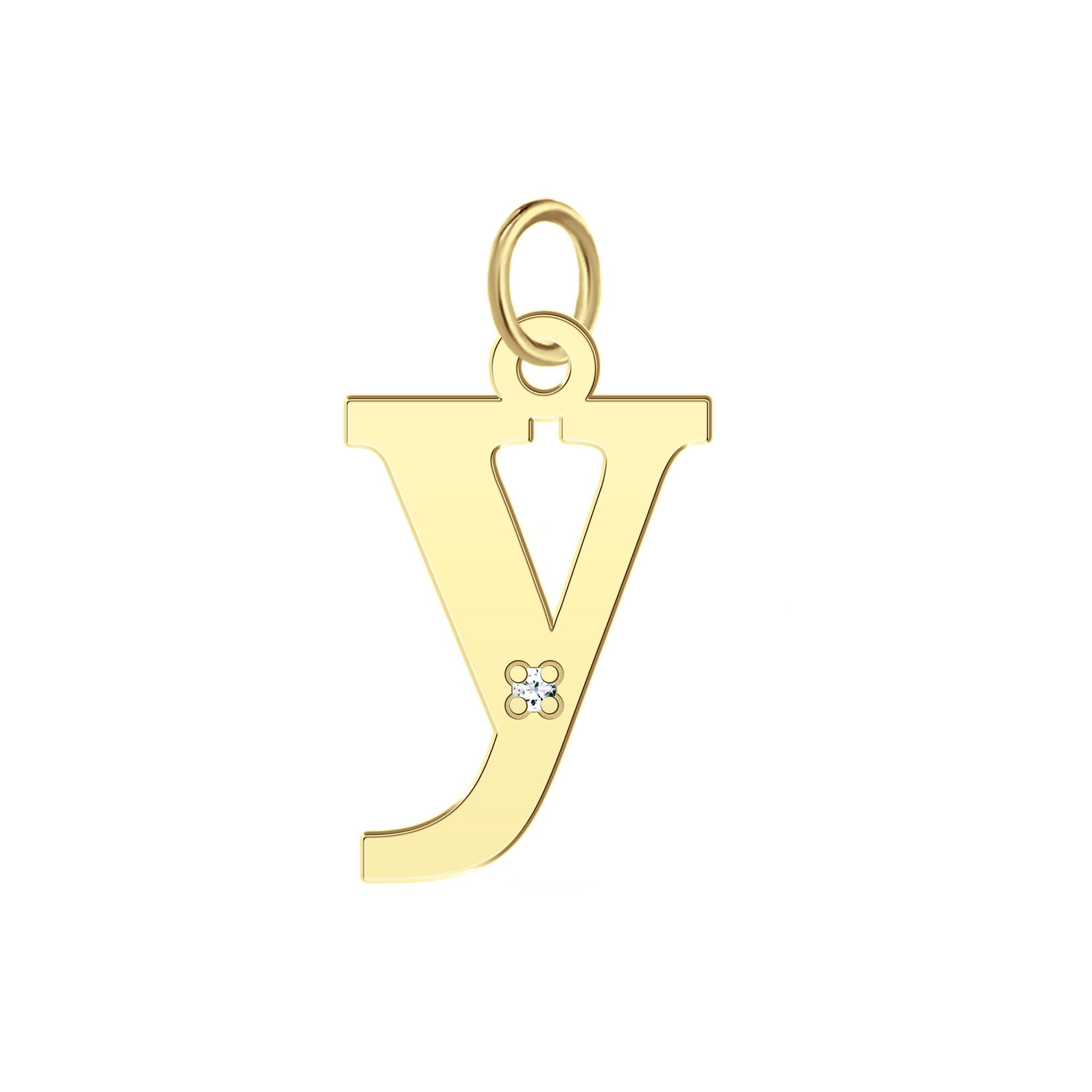 “Y" Initial Charm with Diamond Accent in 10K Yellow Gold