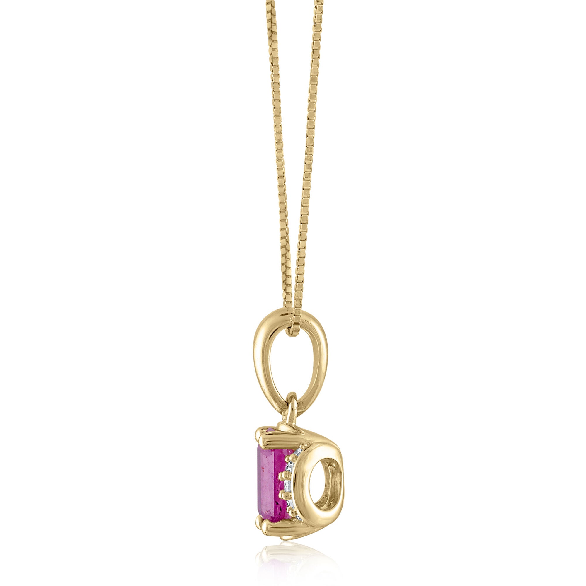 Ruby and Diamond Accent Pendant in 14K Yellow Gold