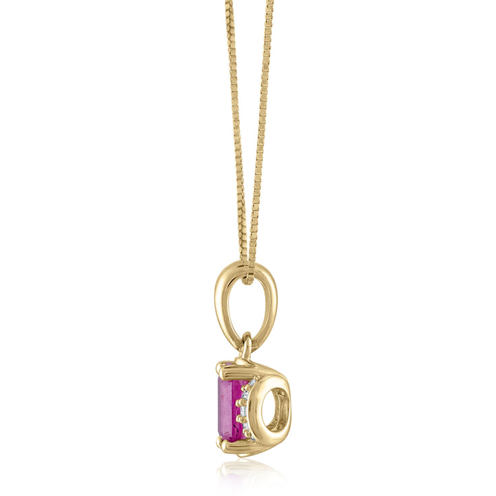 Ruby and Diamond Accent Pendant in 14K Yellow Gold