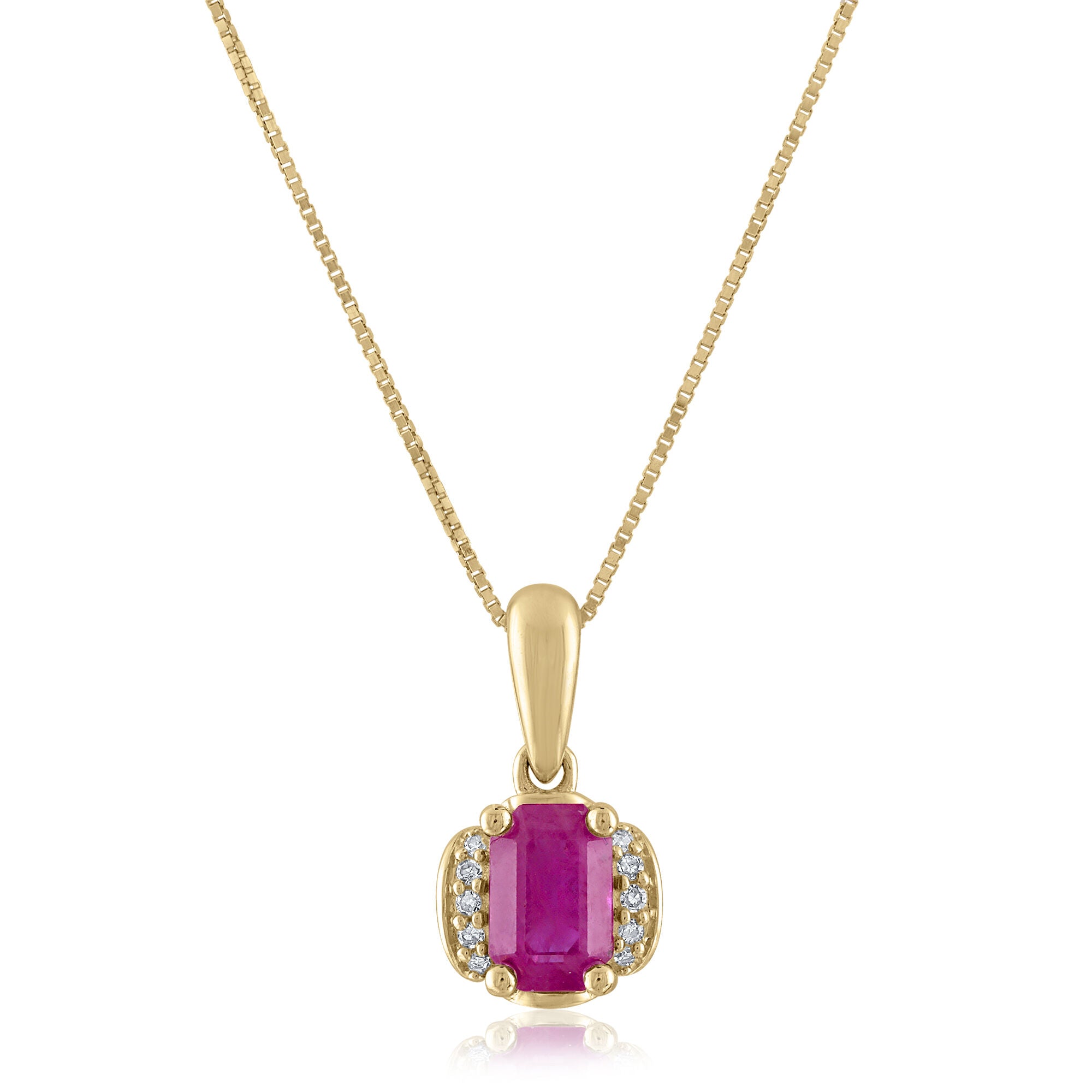 Ruby and Diamond Accent Pendant in 14K Yellow Gold