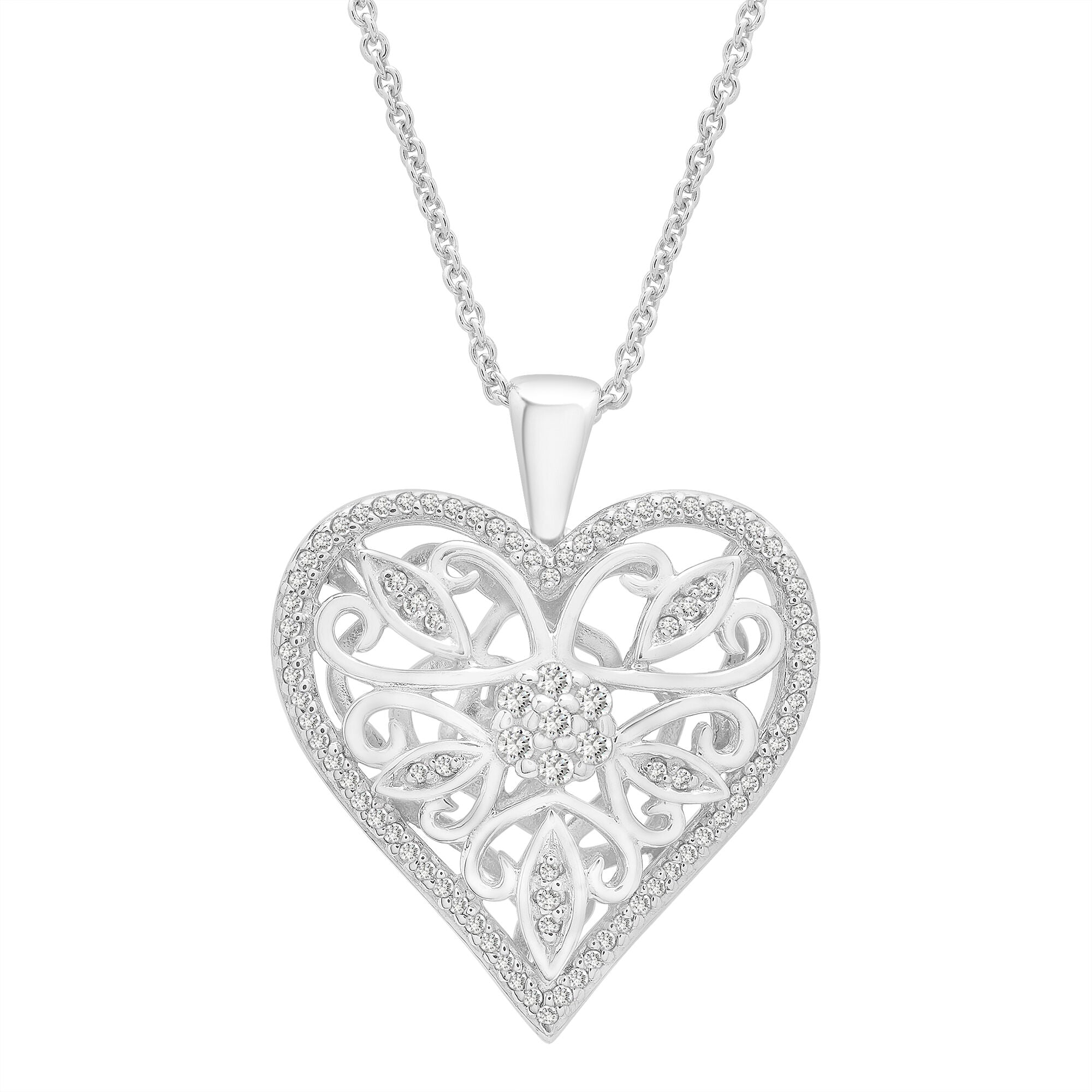 Diamond Heart Pendant in Sterling Silver (1/4 ct. tw.)