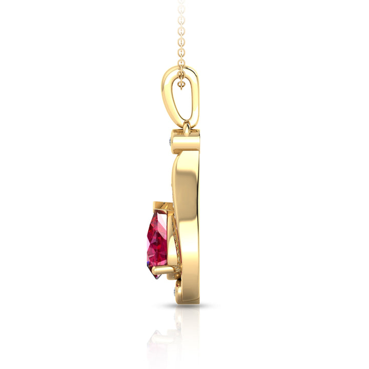 Ruby & Diamond Pendant in 10K Yellow Gold (1/8 ct. tw.)