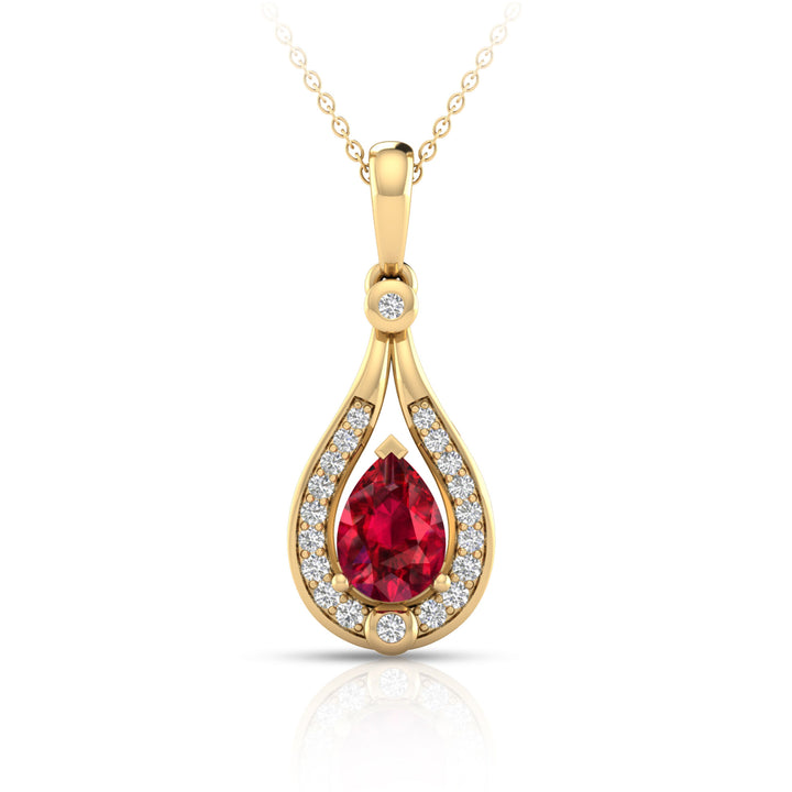 Ruby & Diamond Pendant in 10K Yellow Gold (1/8 ct. tw.)