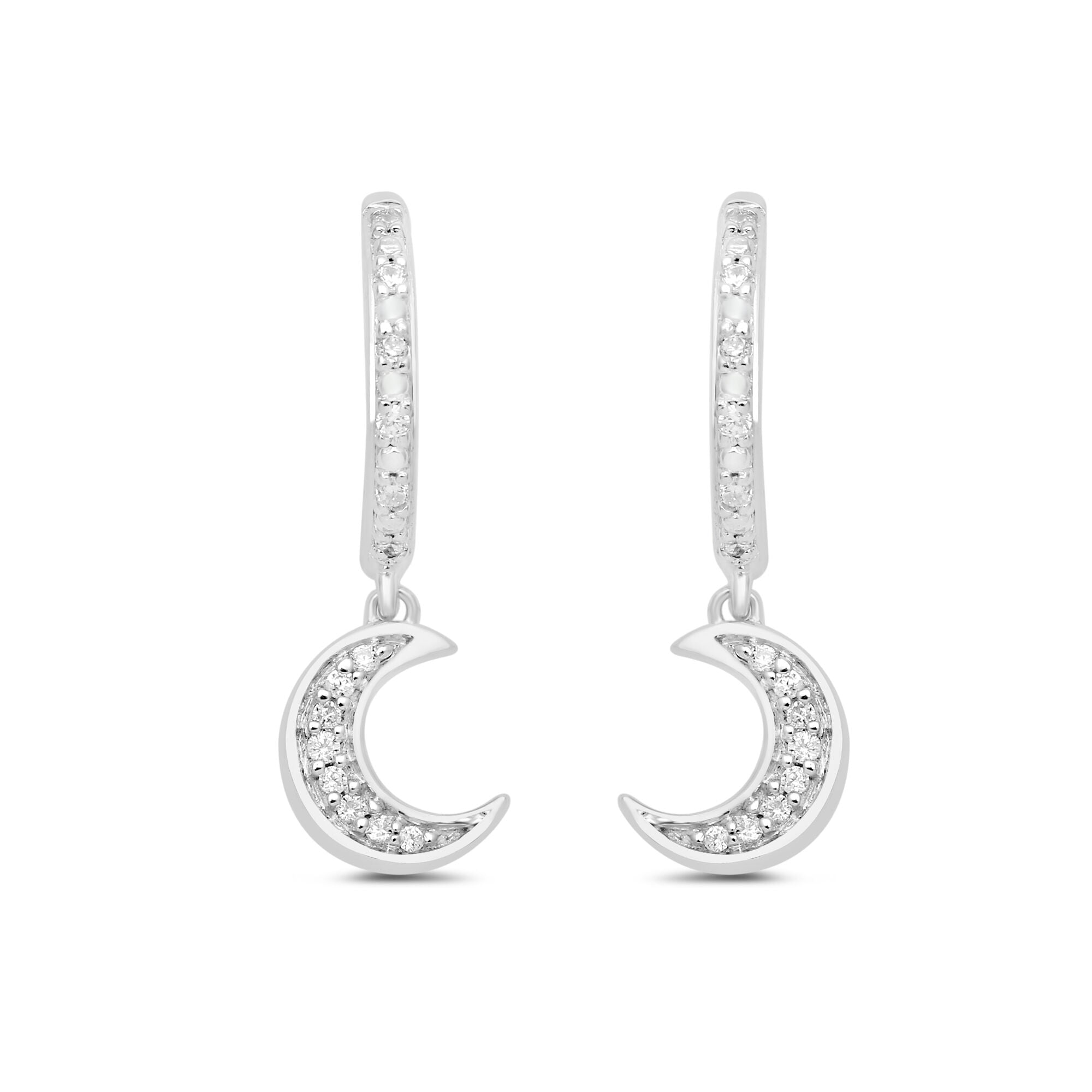 Diamond Accent Moon Earrings in Sterling Silver