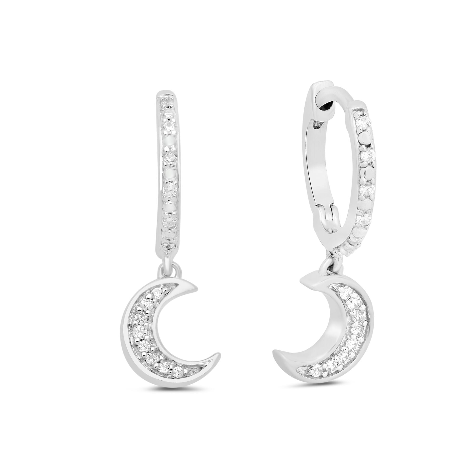 Diamond Accent Moon Earrings in Sterling Silver