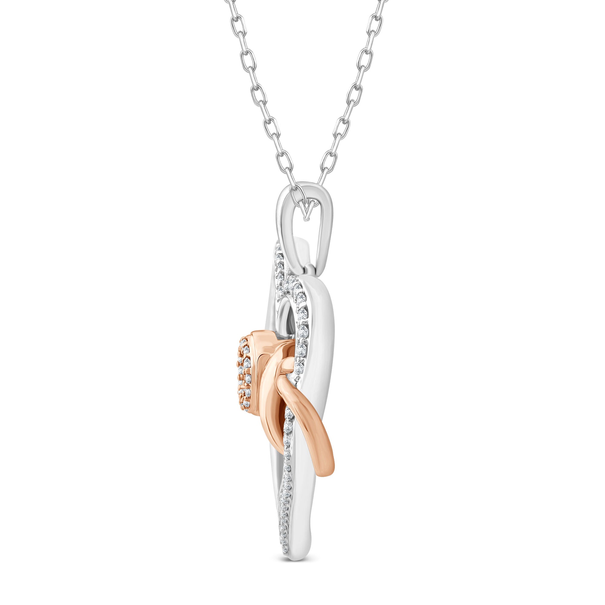 Diamond Heart Pendant in Sterling Silver & 10K Rose Gold (1/5 ct. tw.)