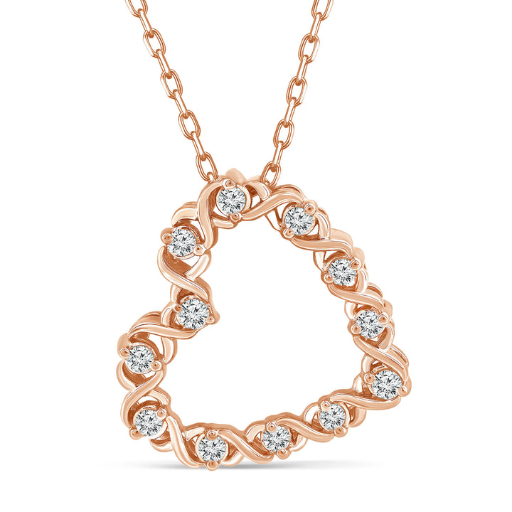 Diamond Heart Pendant in 10K Rose Gold (1/7 ct. tw.)