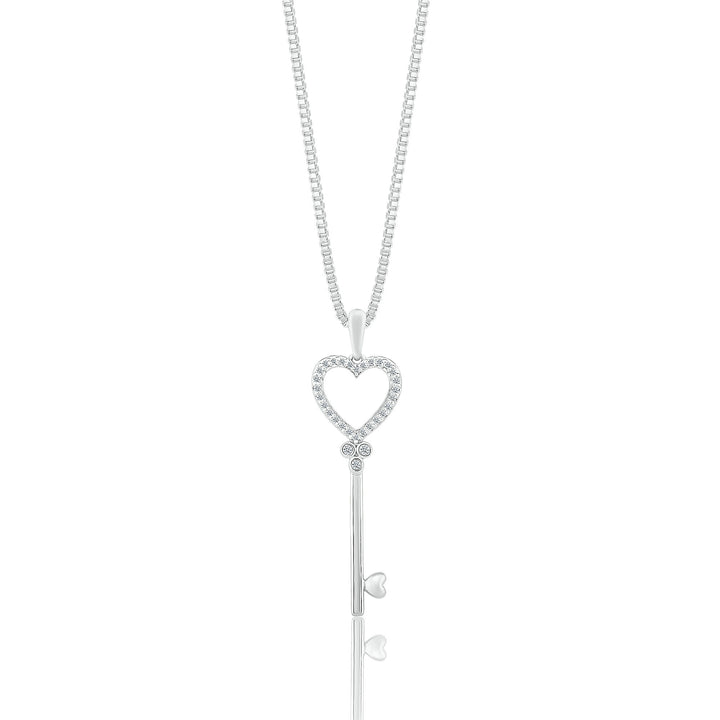 Diamond Heart Key Pendant in Sterling Silver (1/10 ct. tw.)