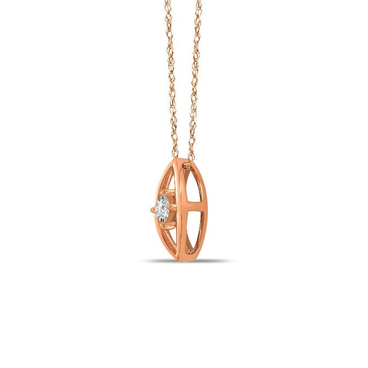 Diamond Accent Solitaire Illusion Pendant in 10K White and Rose Gold