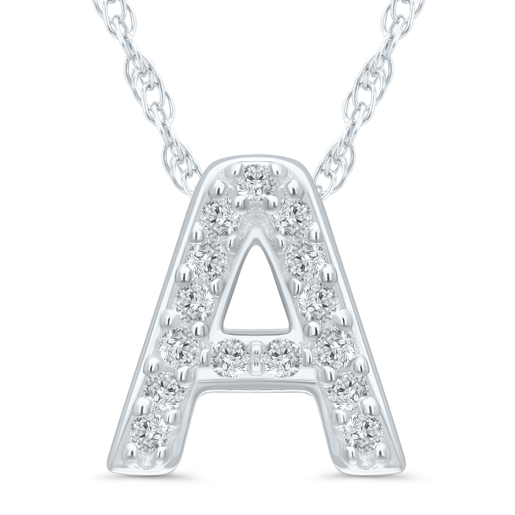 Diamond Accent Initial A Pendant in 10K White Gold