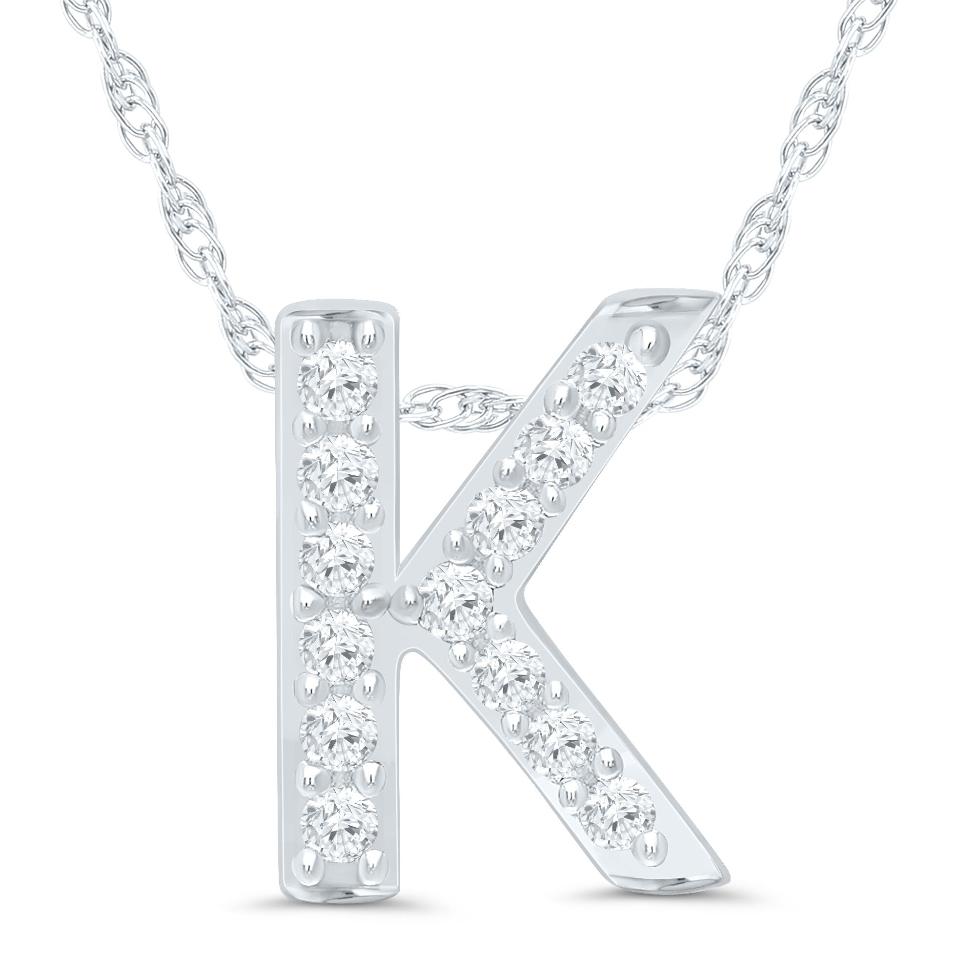 Diamond Accent Initial K Pendant in 10K White Gold