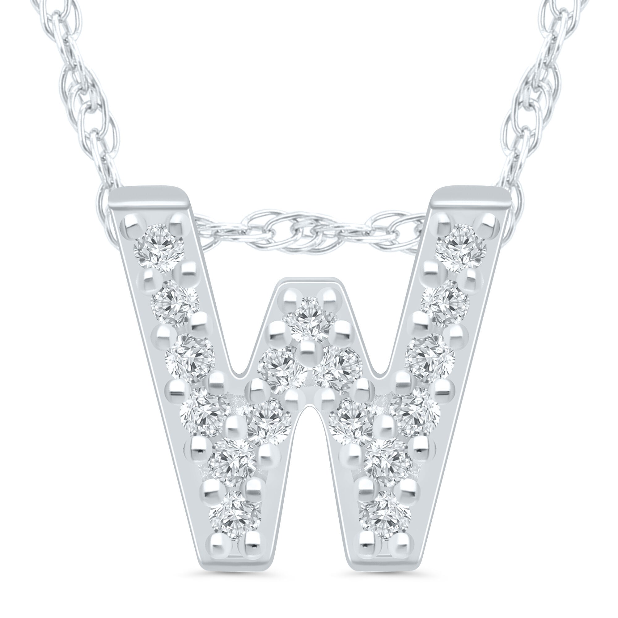 Diamond Accent Initial W Pendant in 10K White Gold