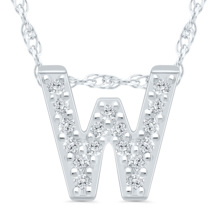 Diamond Accent Initial W Pendant in 10K White Gold