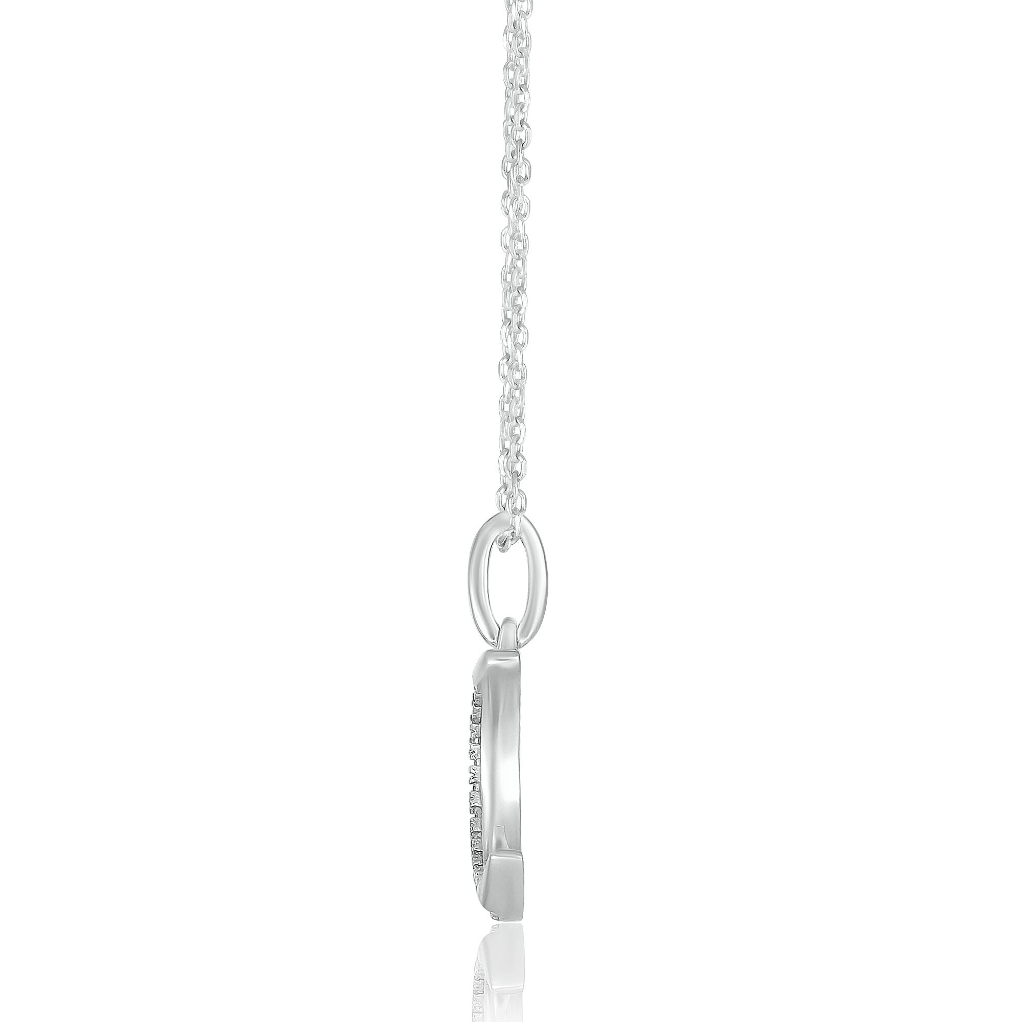 Diamond Crescent Moon Pendant in Sterling Silver (1/8 ct. tw.)