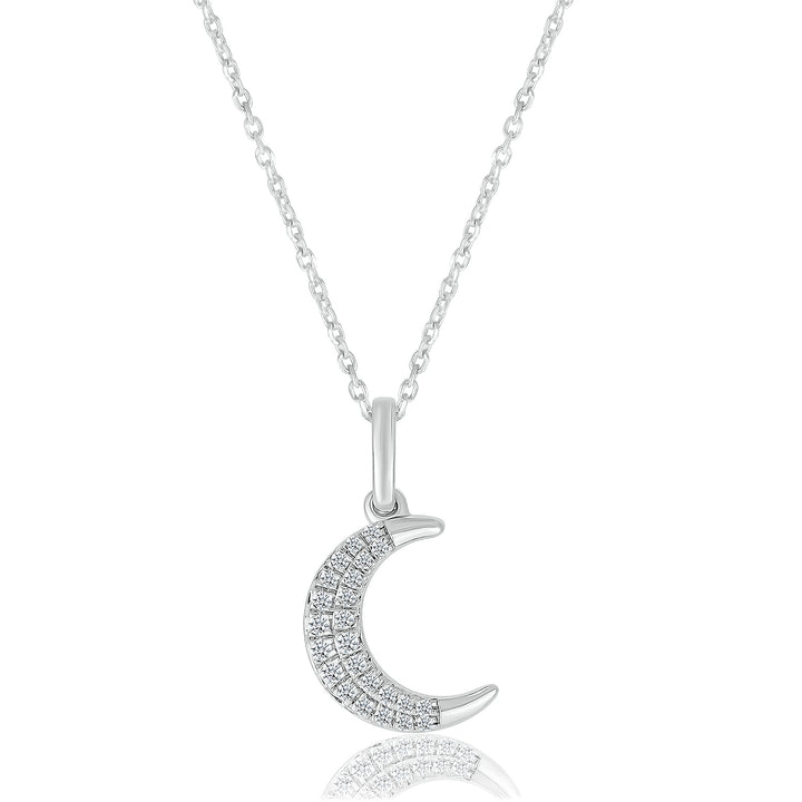 Diamond Crescent Moon Pendant in Sterling Silver (1/8 ct. tw.)