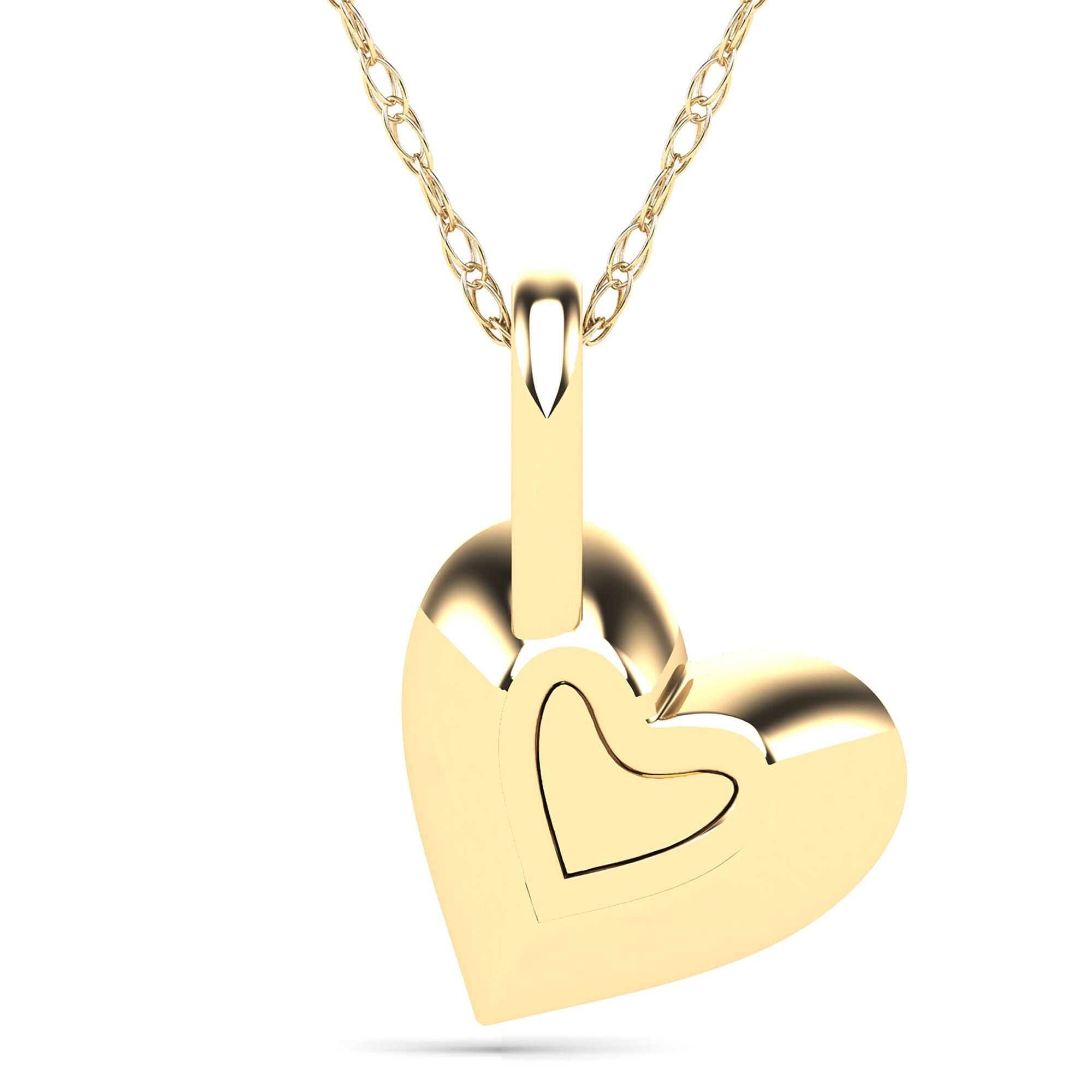 Diamond Accent Heart Pendant in 14K Yellow Gold