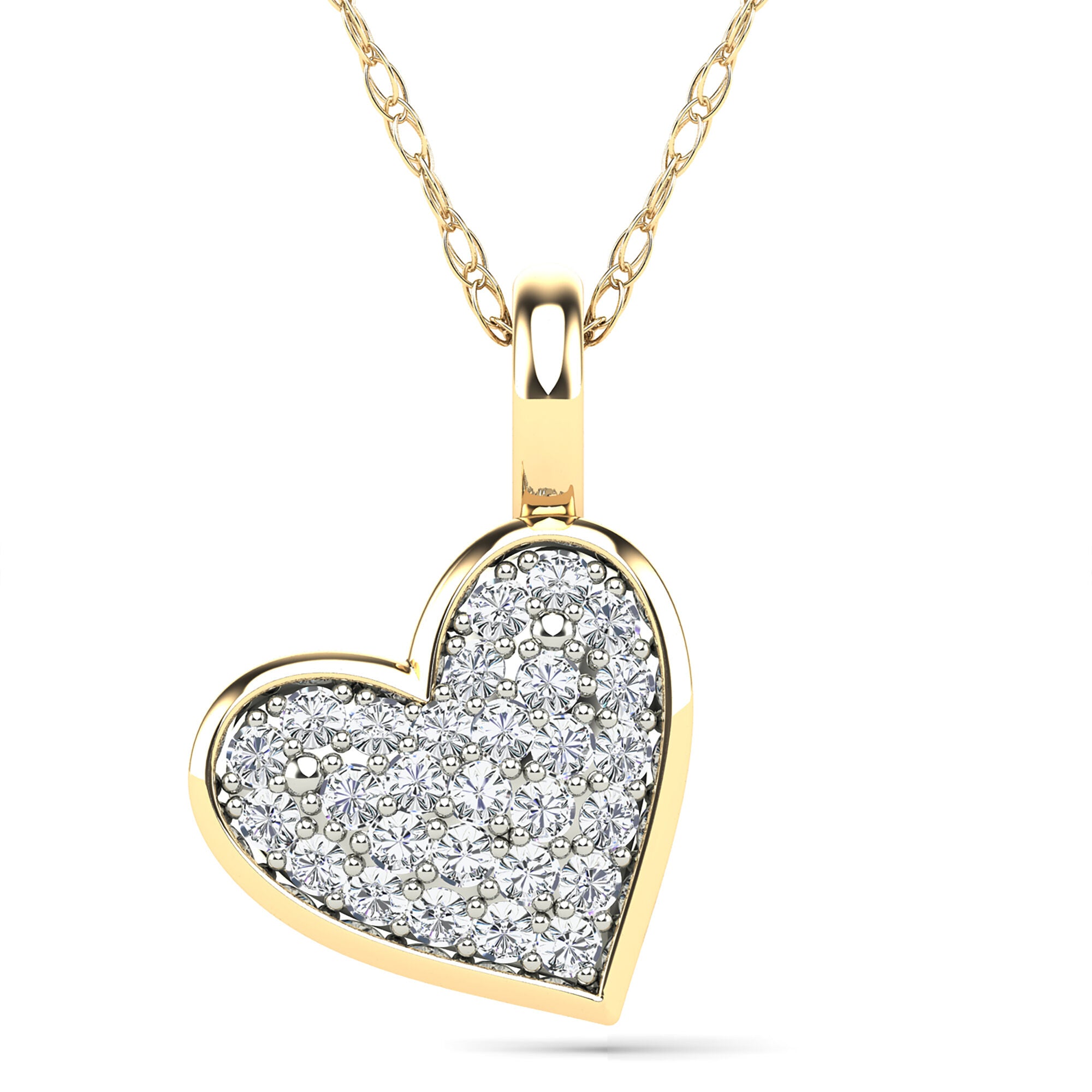 Diamond Accent Heart Pendant in 14K Yellow Gold