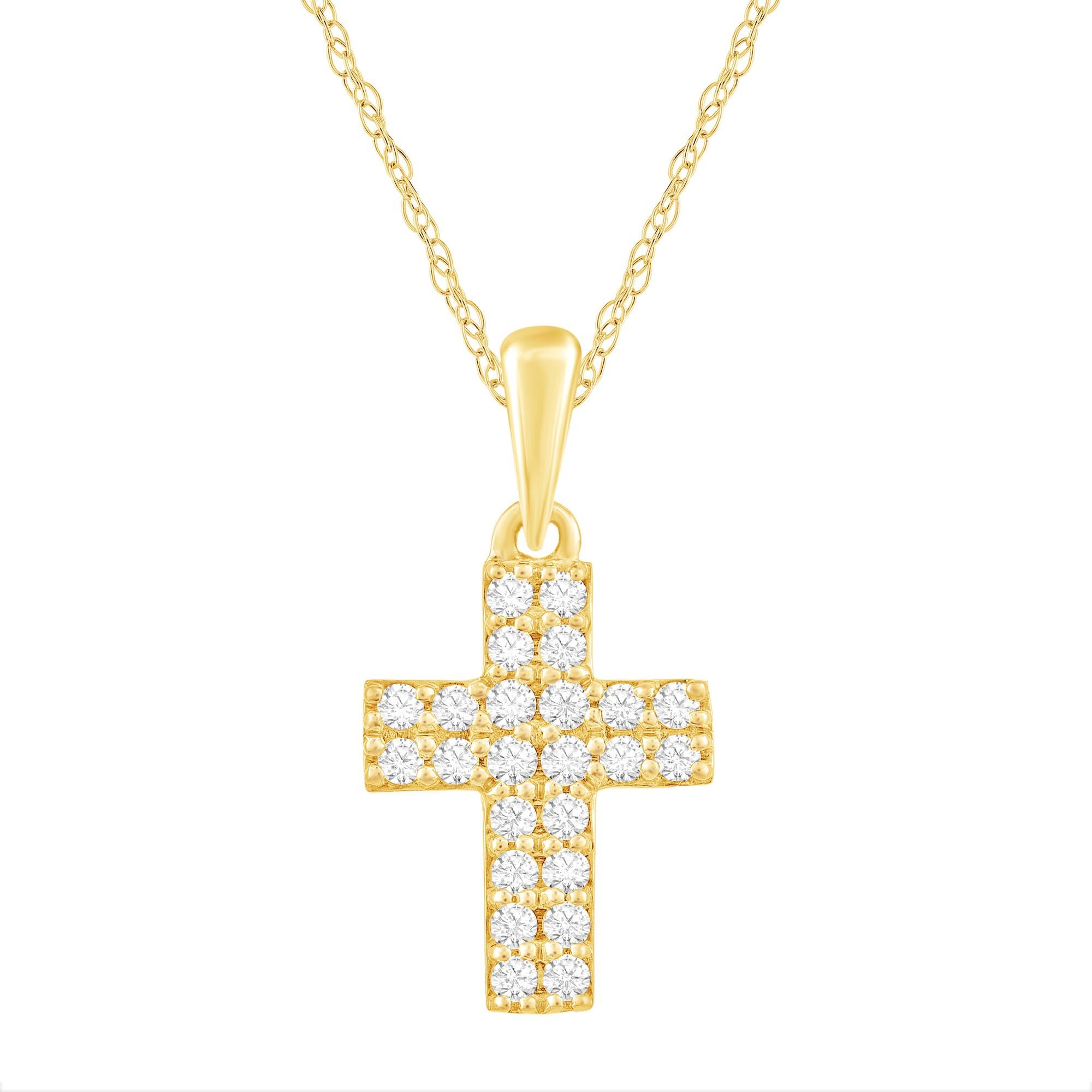 Diamond Cross Pendant in 14K Yellow Gold (1/5 ct. tw.)