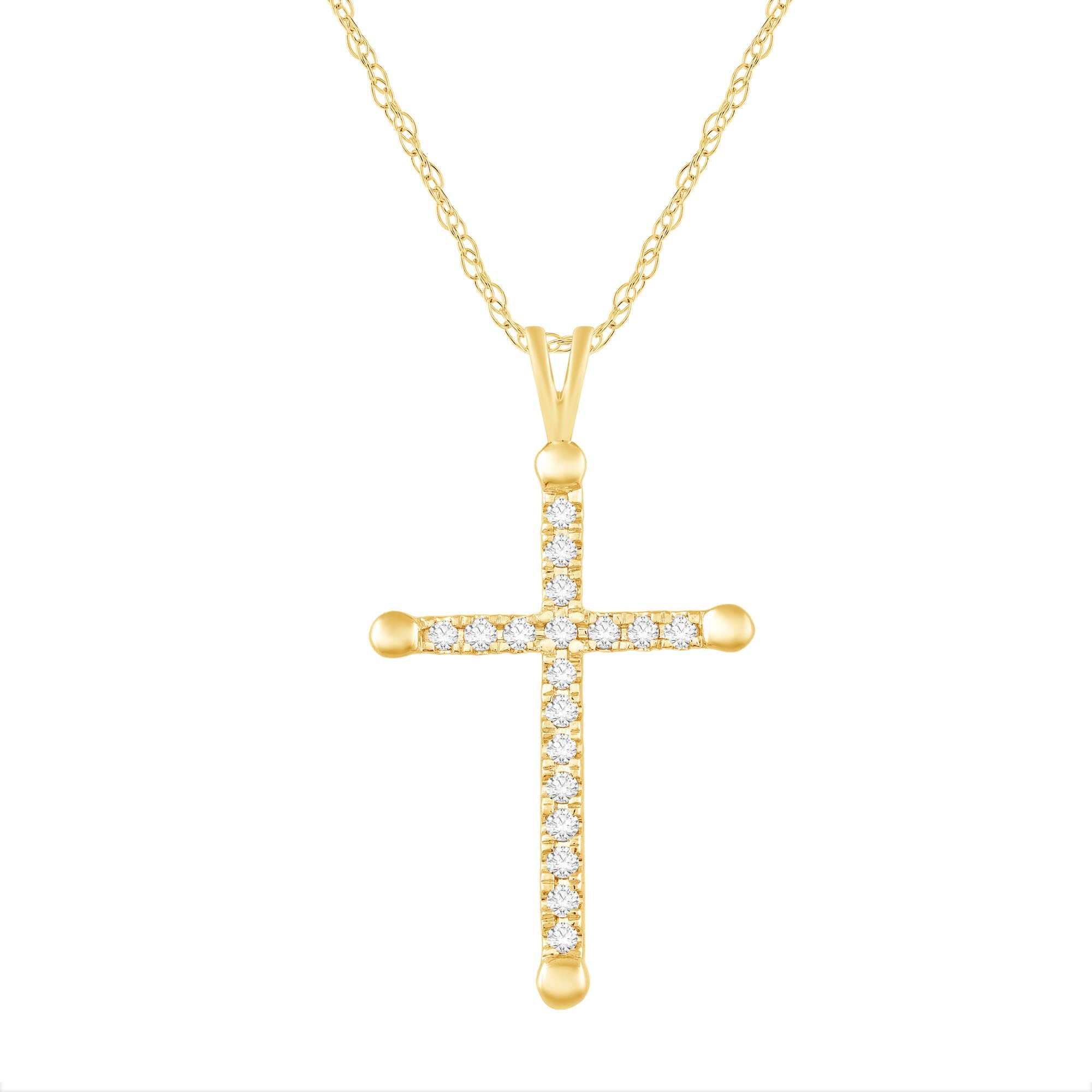 Diamond Cross Pendant in 10K Yellow Gold (1/4 ct. tw.)