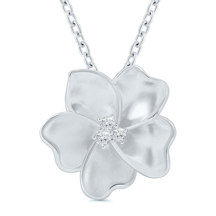 Diamond Accent Flower Pendant in Sterling Silver