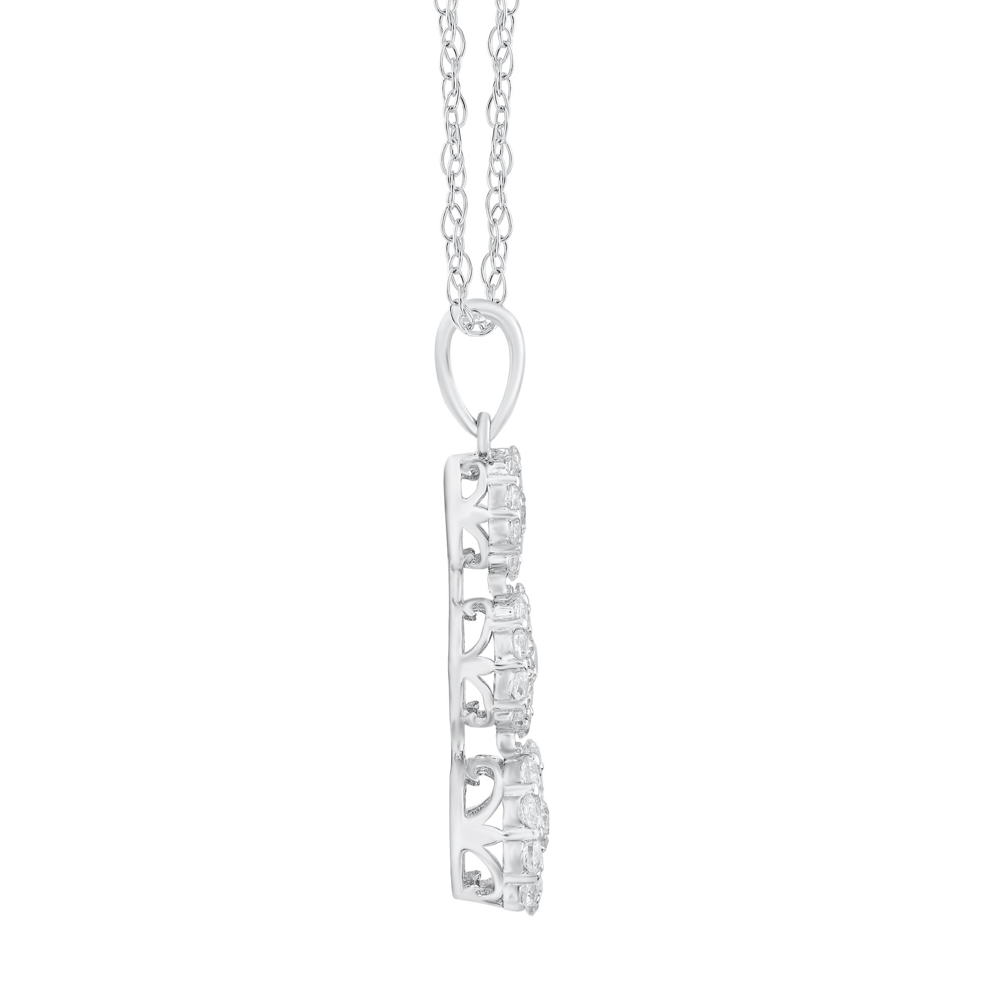 Diamond Three-Stone Pendant in 10K White Gold (1/2 ct. tw.)