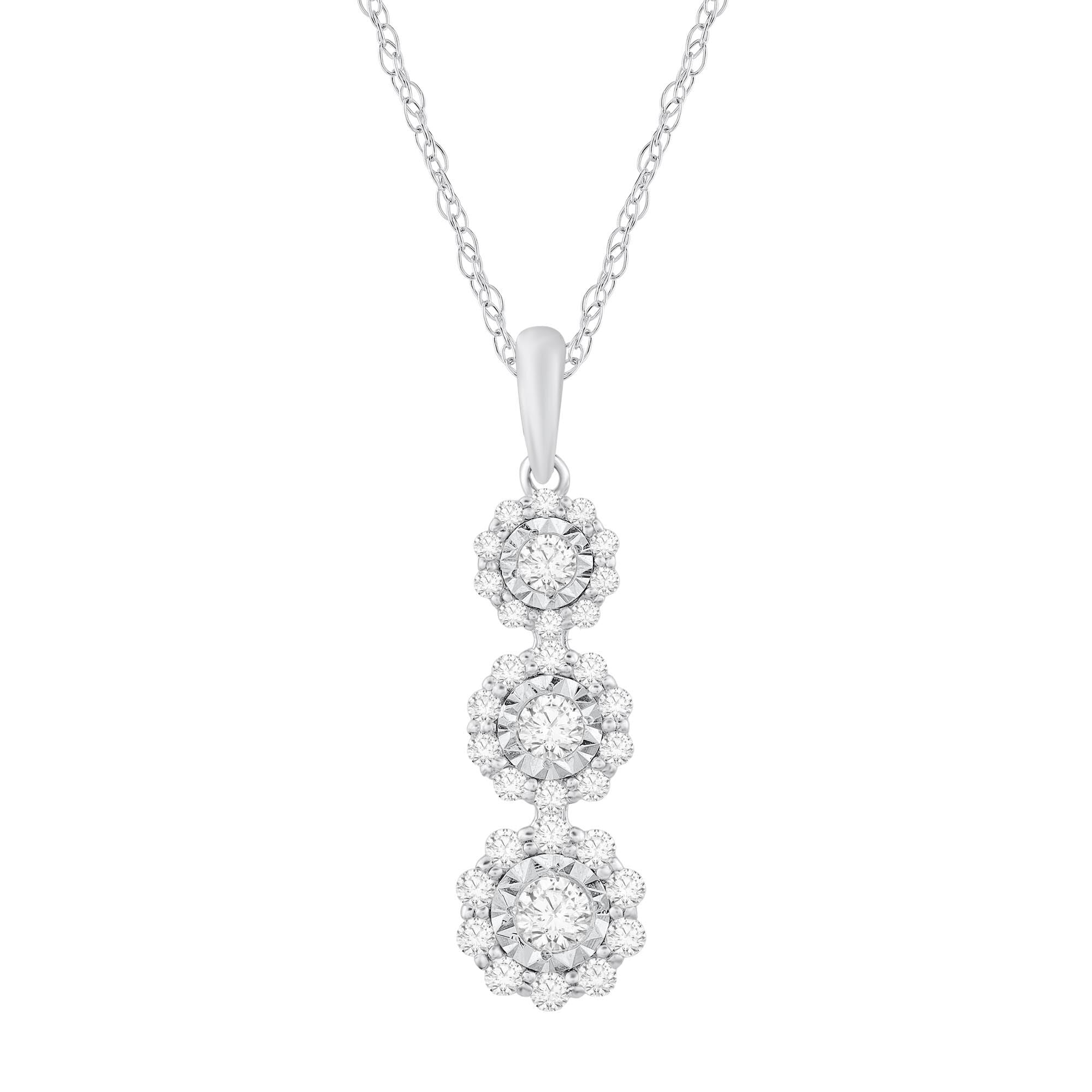 Diamond Three-Stone Pendant in 10K White Gold (1/2 ct. tw.)