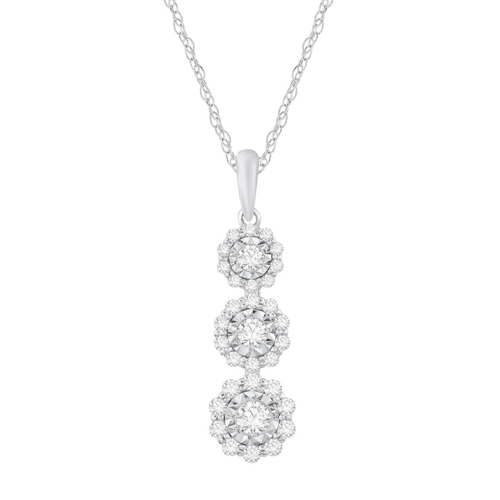 Diamond Three-Stone Pendant in 10K White Gold (1/2 ct. tw.)