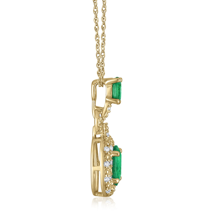 Emerald and Diamond Accent Pendant in 14K Yellow Gold