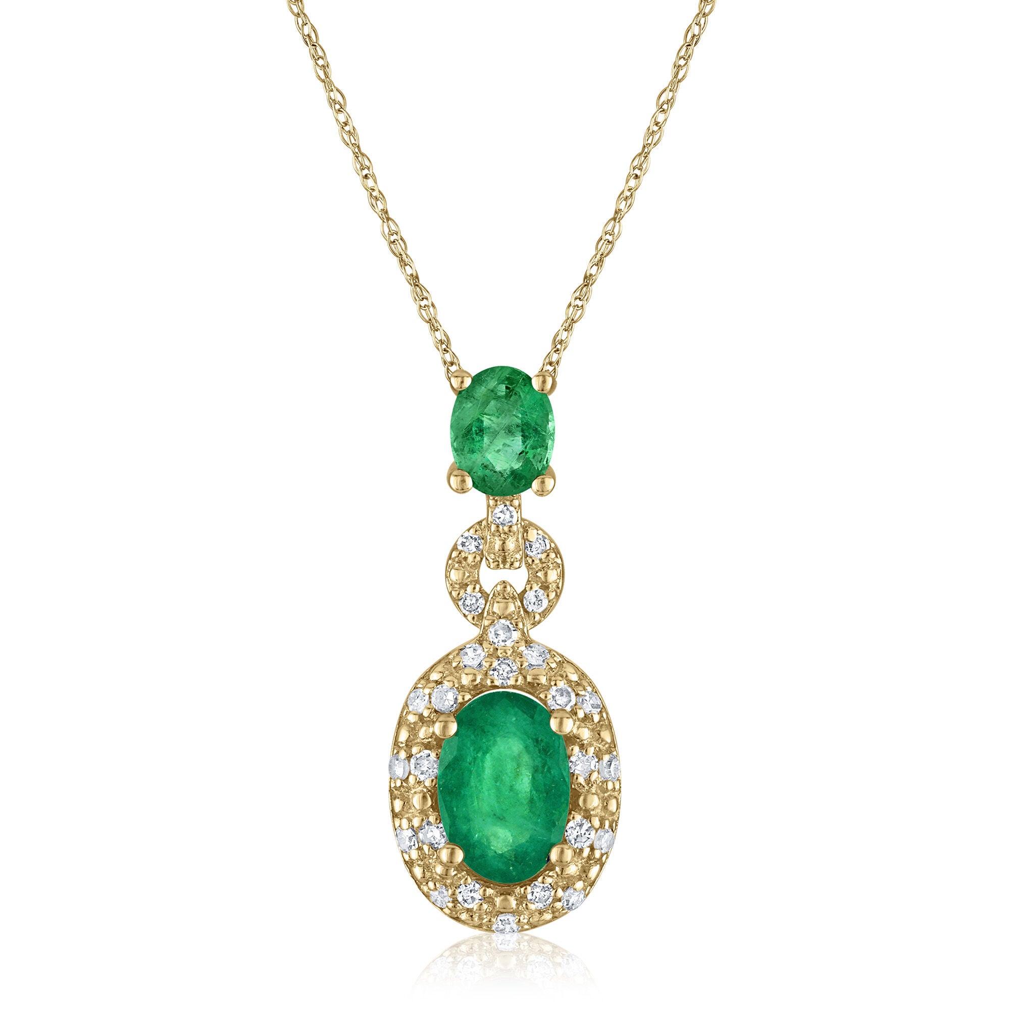 Emerald and Diamond Accent Pendant in 14K Yellow Gold