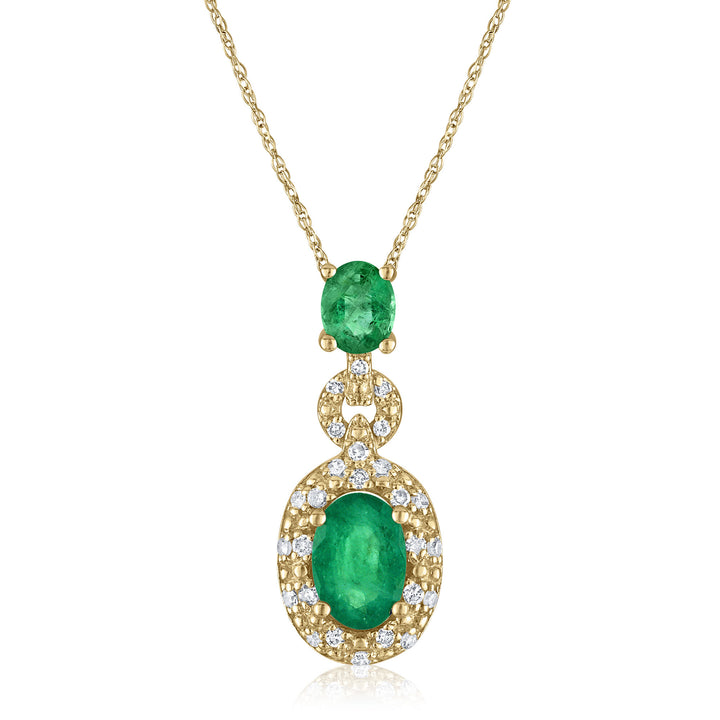 Emerald and Diamond Accent Pendant in 14K Yellow Gold