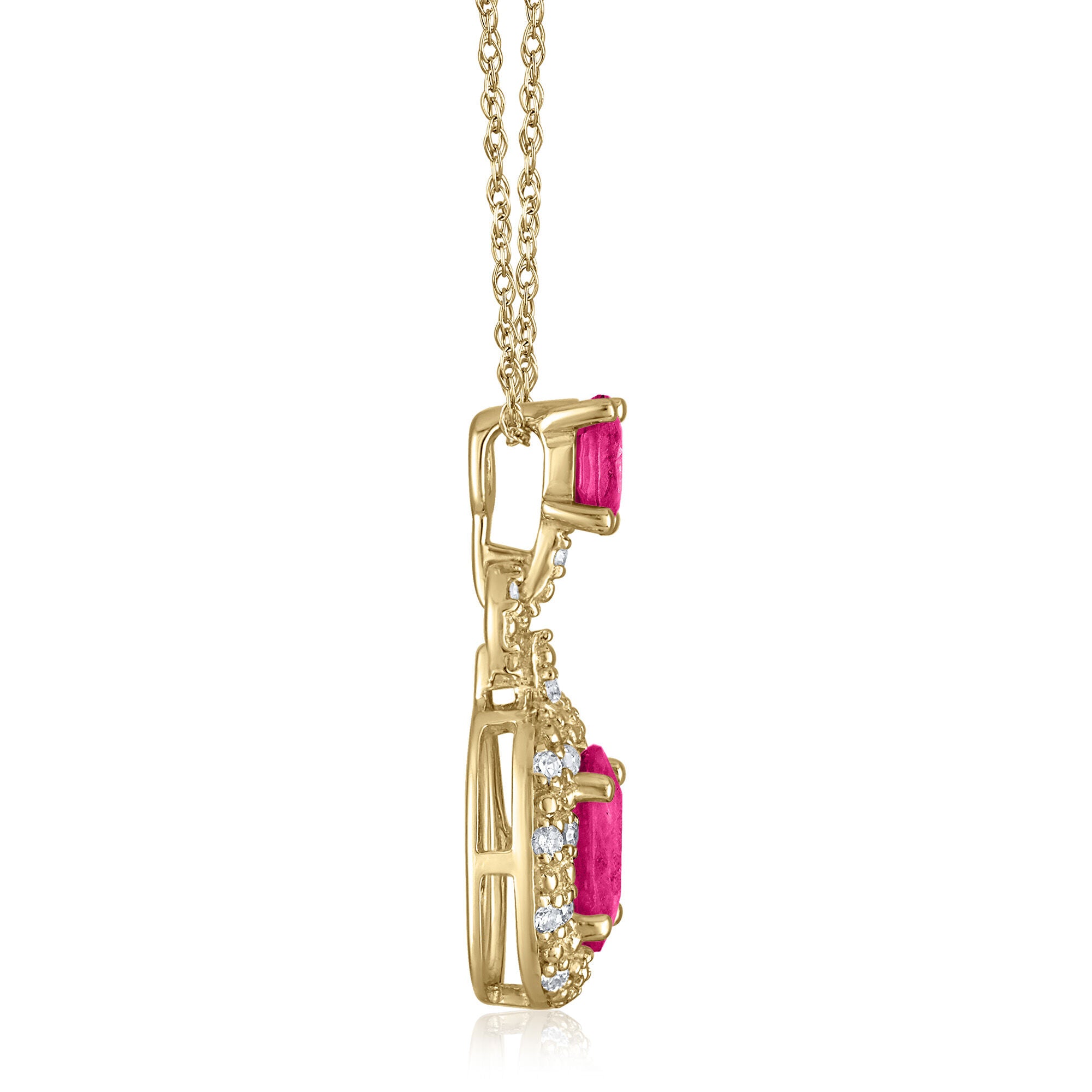 Ruby and Diamond Accent Pendant in 14K Yellow Gold