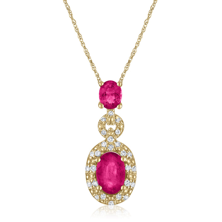 Ruby and Diamond Accent Pendant in 14K Yellow Gold