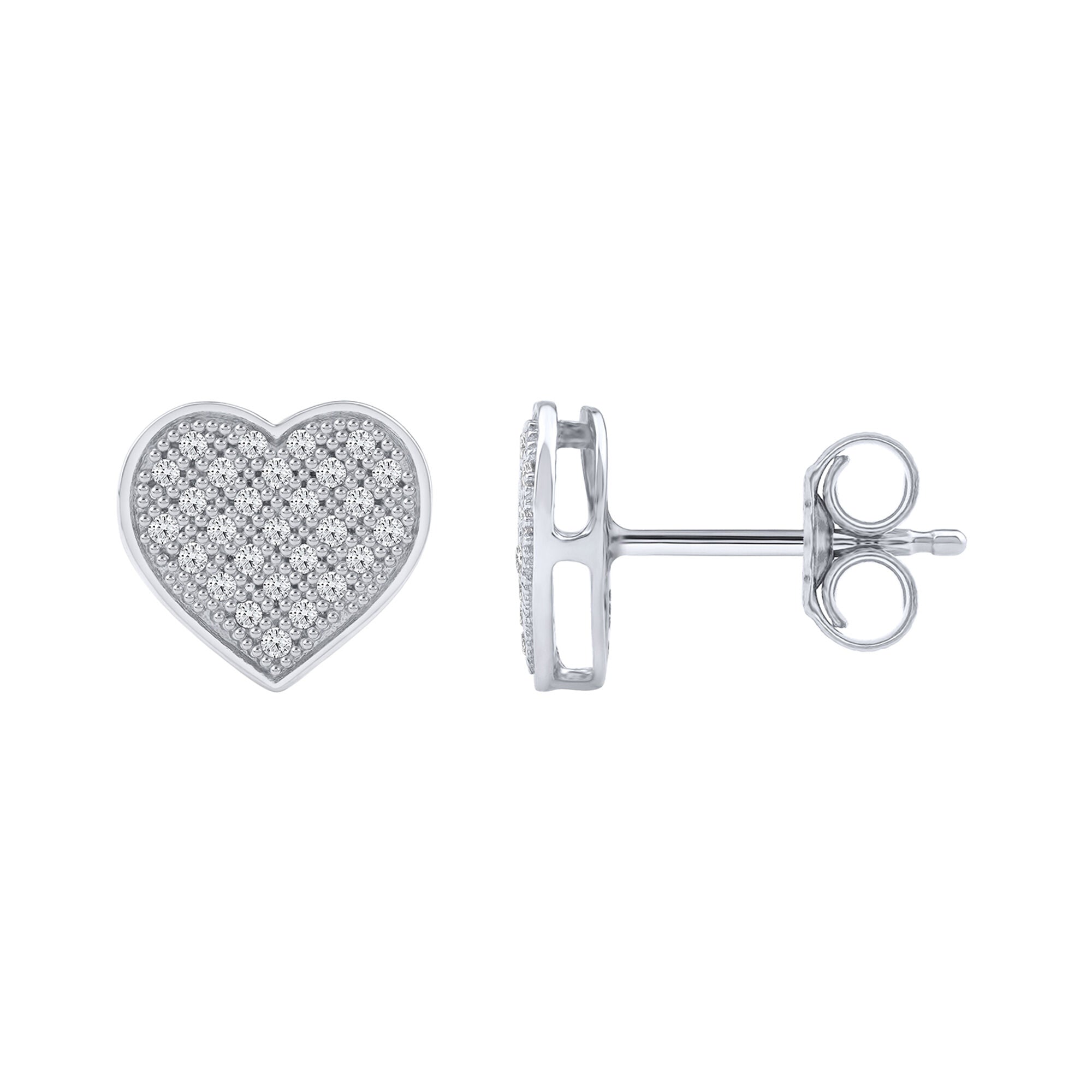 Diamond Heart Earrings in Sterling Silver (1/7 ct. tw.)