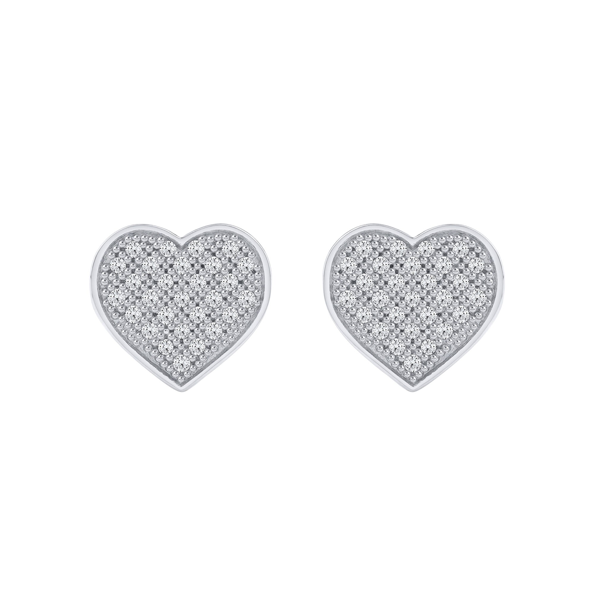 Diamond Heart Earrings in Sterling Silver (1/7 ct. tw.)