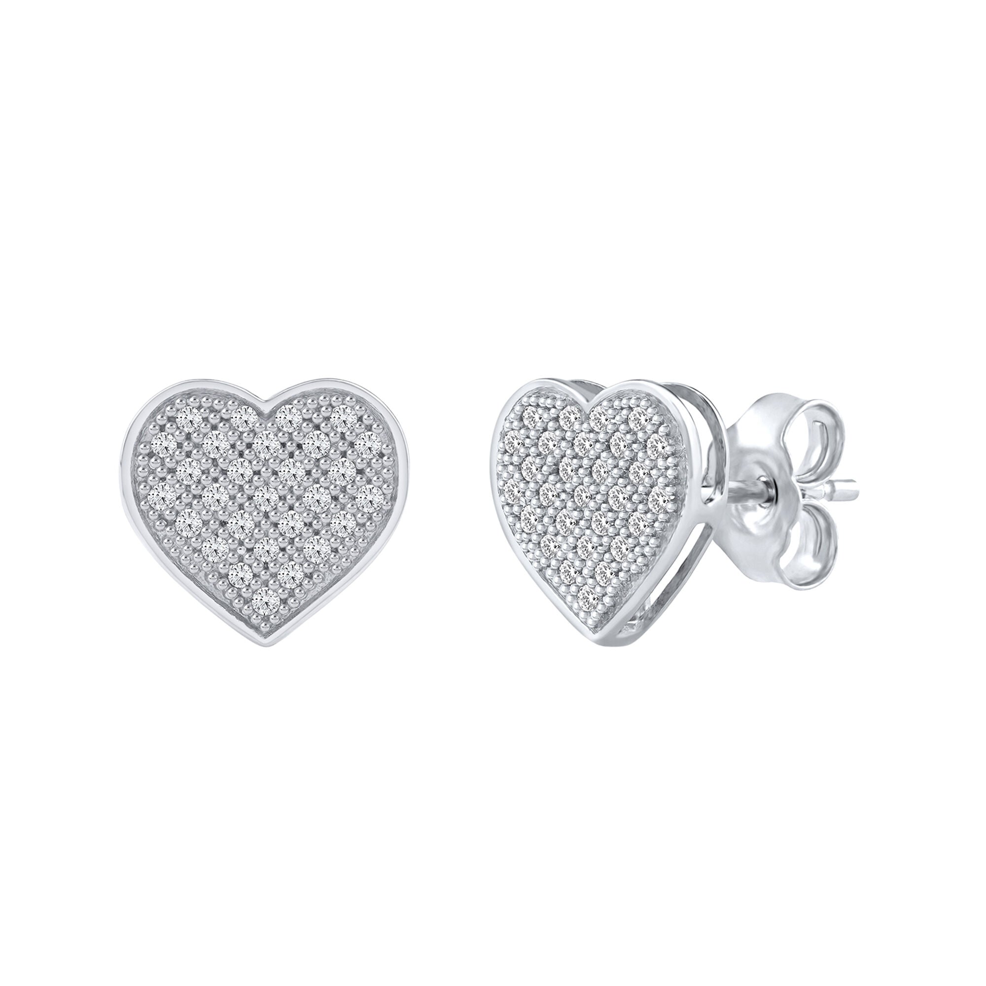 Diamond Heart Earrings in Sterling Silver (1/7 ct. tw.)