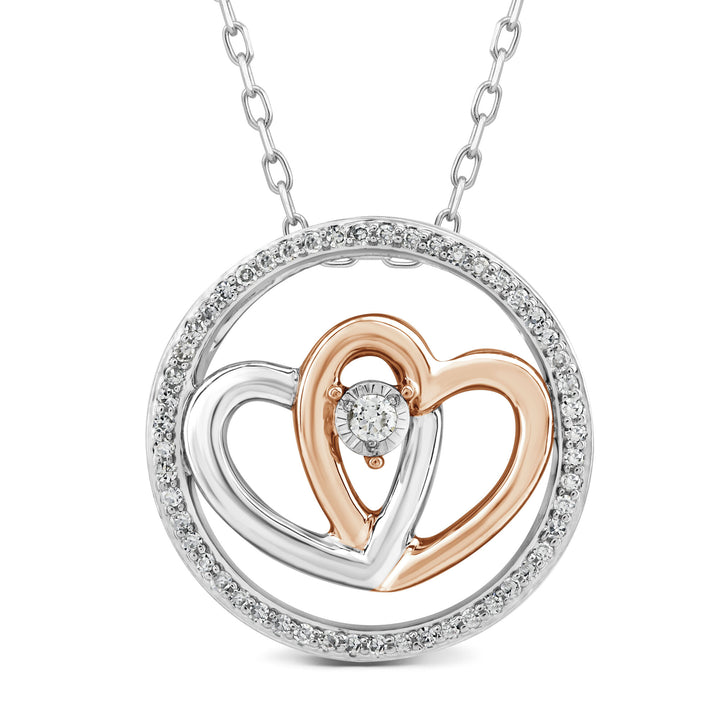 Diamond Heart Pendant in 10K White and Rose Gold (1/10 ct. tw.)