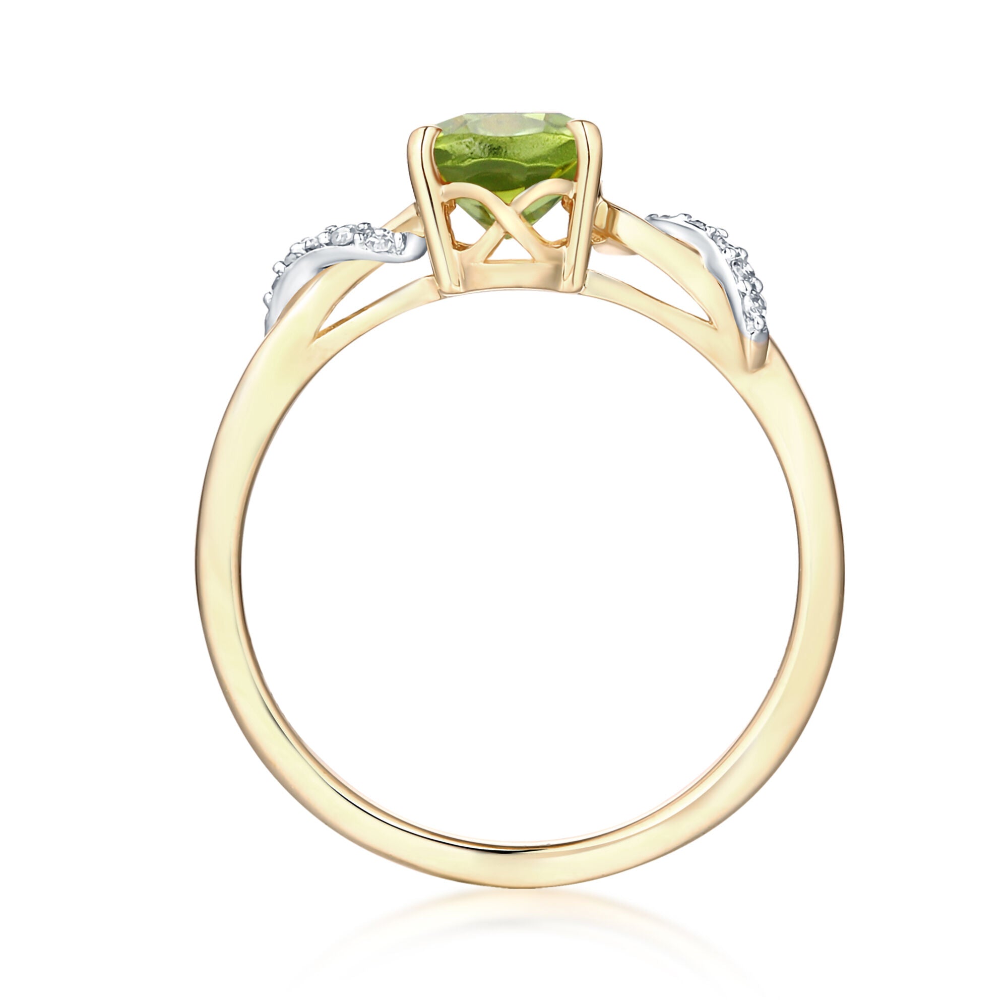 Peridot and Diamond Accent Ring in 10K Yellow Gold