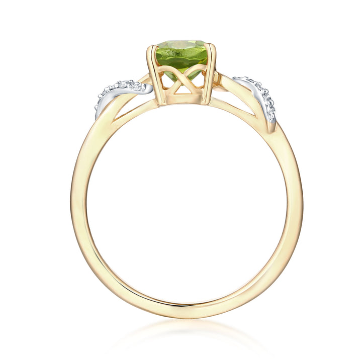 Peridot and Diamond Accent Ring in 10K Yellow Gold